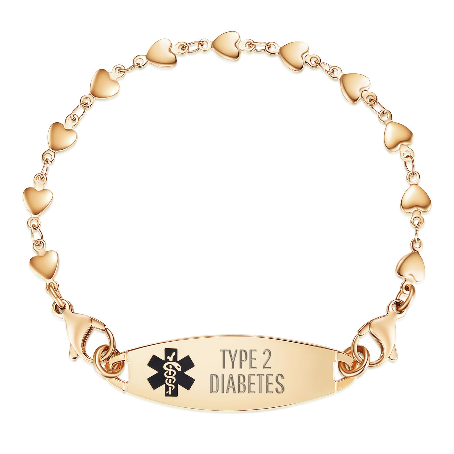 LinnaLove Heart Medical Alert Bracelet for Women - Stylish Engraved Medical ID Bracelet with Free Customization - Perfect for Allergies, Diabetes & Emergency Health Conditions