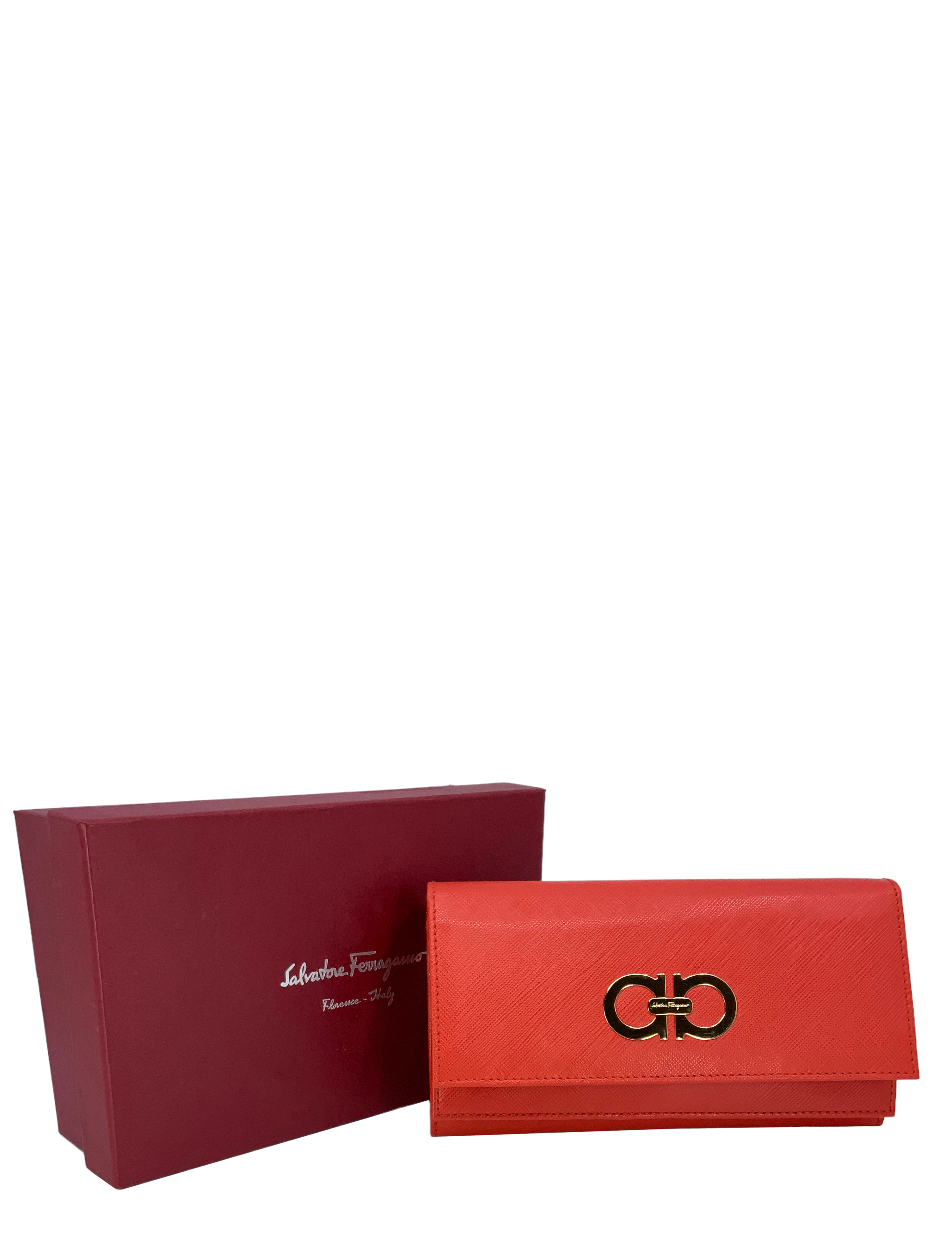 Salvatore Ferragamo Gancini Long Wallet for Men - Genuine Pebbled Calf Leather Bifold Wallet with RFID Protection - Perfect for Business, Travel & Everyday Use