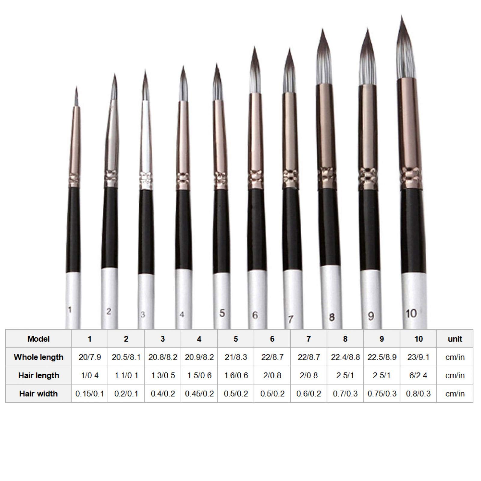 10Pcs Professional Nylon Hair Paint Brushes Set - Durable Wood Handle Artist Brushes for Acrylic, Oil & Watercolor Painting - Portable Silver Gray Brush Kit for Artists, Beginners & Hobbyists - Perfect for Canvas Painting, DIY Crafts & Art Classes