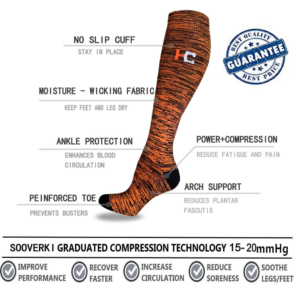 Graduated Copper Compression Socks for Men & Women (8 Pairs) - 15-20mmHg Support for Improved Circulation - Best for Running, Athletic Training & Cycling - Perfect for Workouts, Travel & Recovery