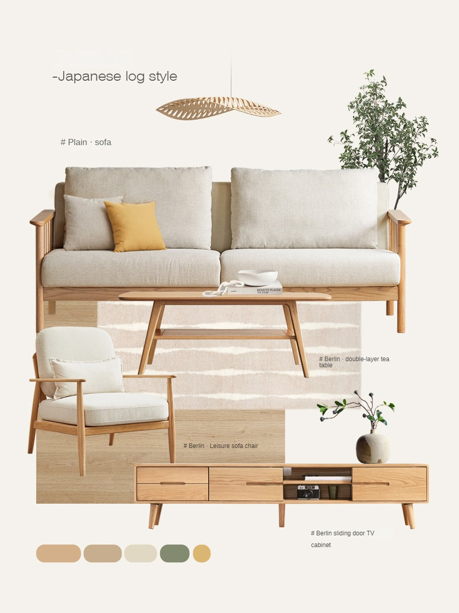 Solid Oak Wood Modern Coffee Table - Stylish & Durable Living Room Furniture for Home Decor