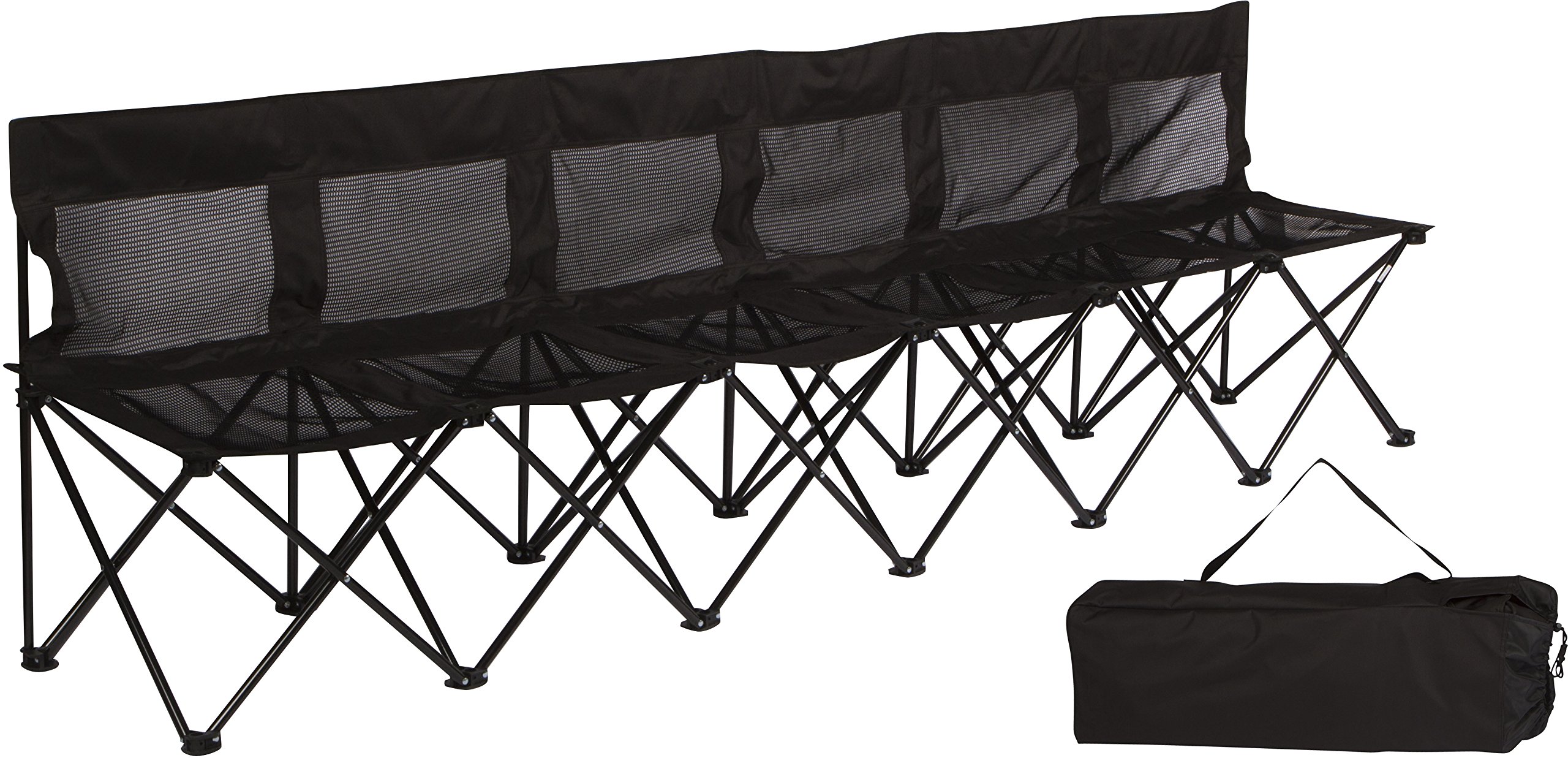 Trademark Innovations Portable Sports Bench with Mesh Seat & Back – Lightweight Folding Bench for Outdoor Games, Camping, and Gym Workouts