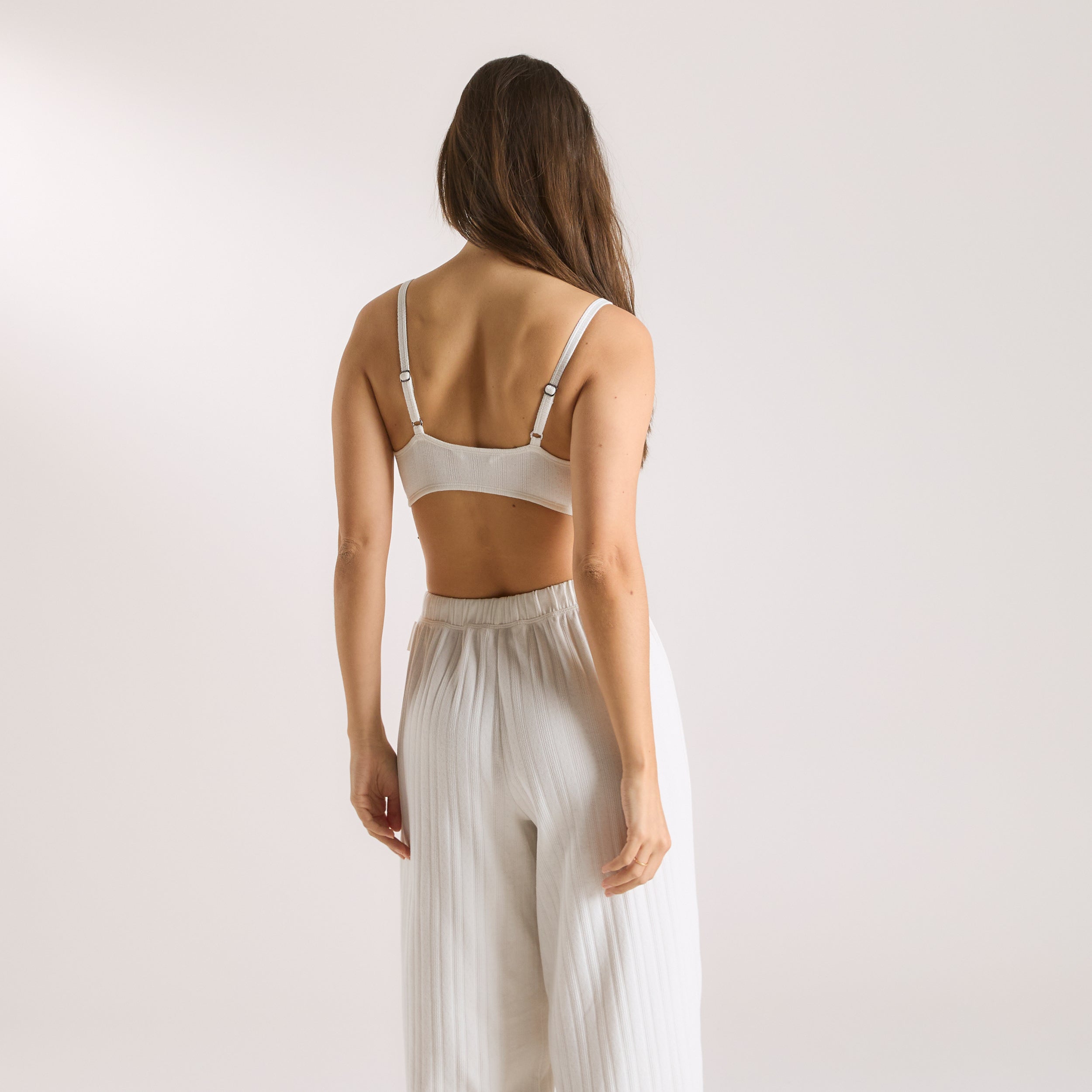 Lace Pointelle Bralette in Cream - Comfortable Wireless Bra for Women | Perfect for Yoga, Lounge & Everyday Wear