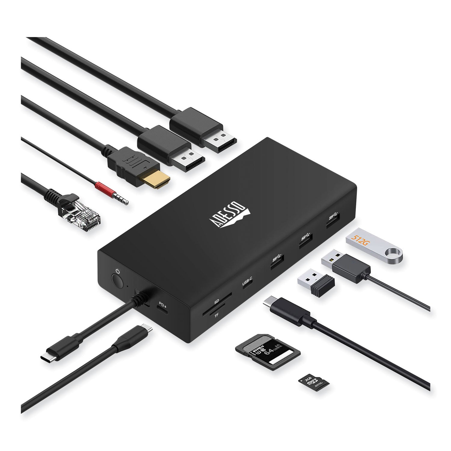 Adesso 12-in-1 USB C Docking Station with HDMI, Ethernet, USB Ports - TAA Compliant Laptop Dock for MacBook, Dell, HP - Perfect for Home Office & Remote Work Setup