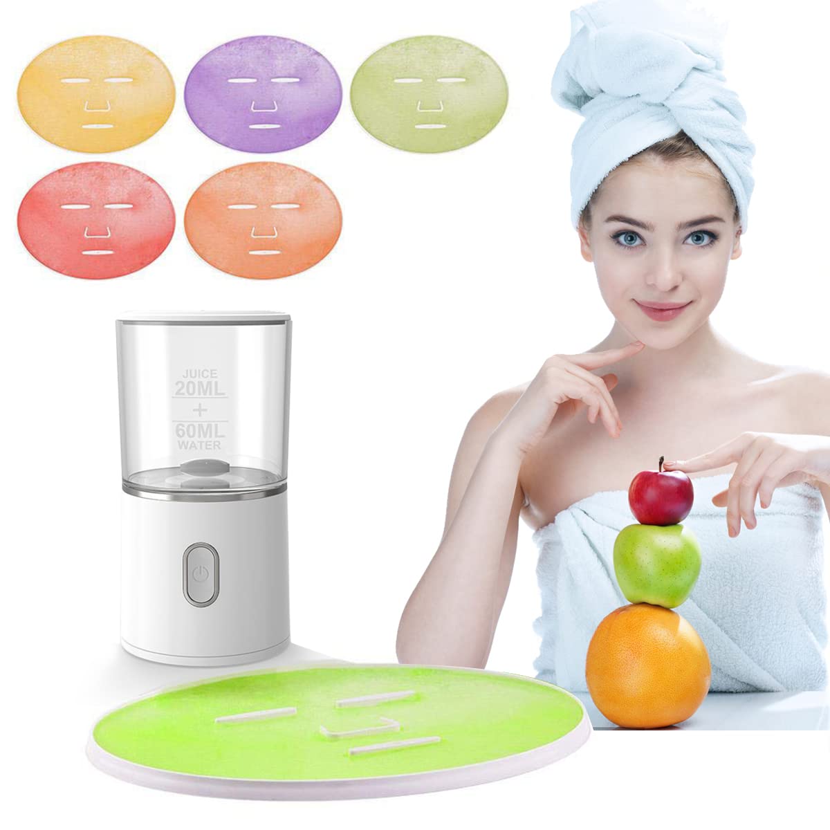 USB Rechargeable DIY Automatic Facial Mask Maker Machine - Multi-Function for Natural Fruit, Vegetable & Collagen Cream Masks | Home Spa & Beauty Care Device for Glowing Skin