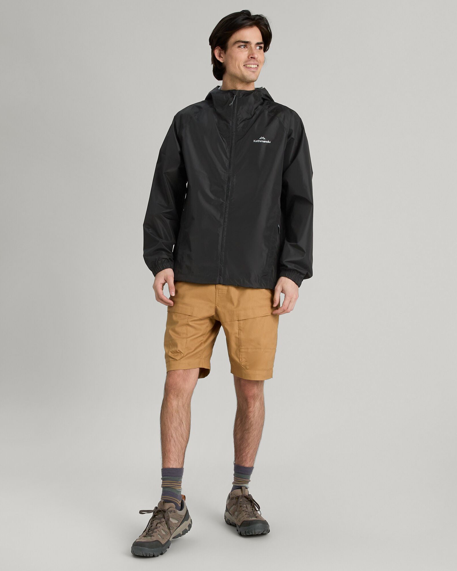 Men's 2-Layer Waterproof Rain Jacket with Pockets - Black | Outdoor Hiking, Camping & Travel Gear