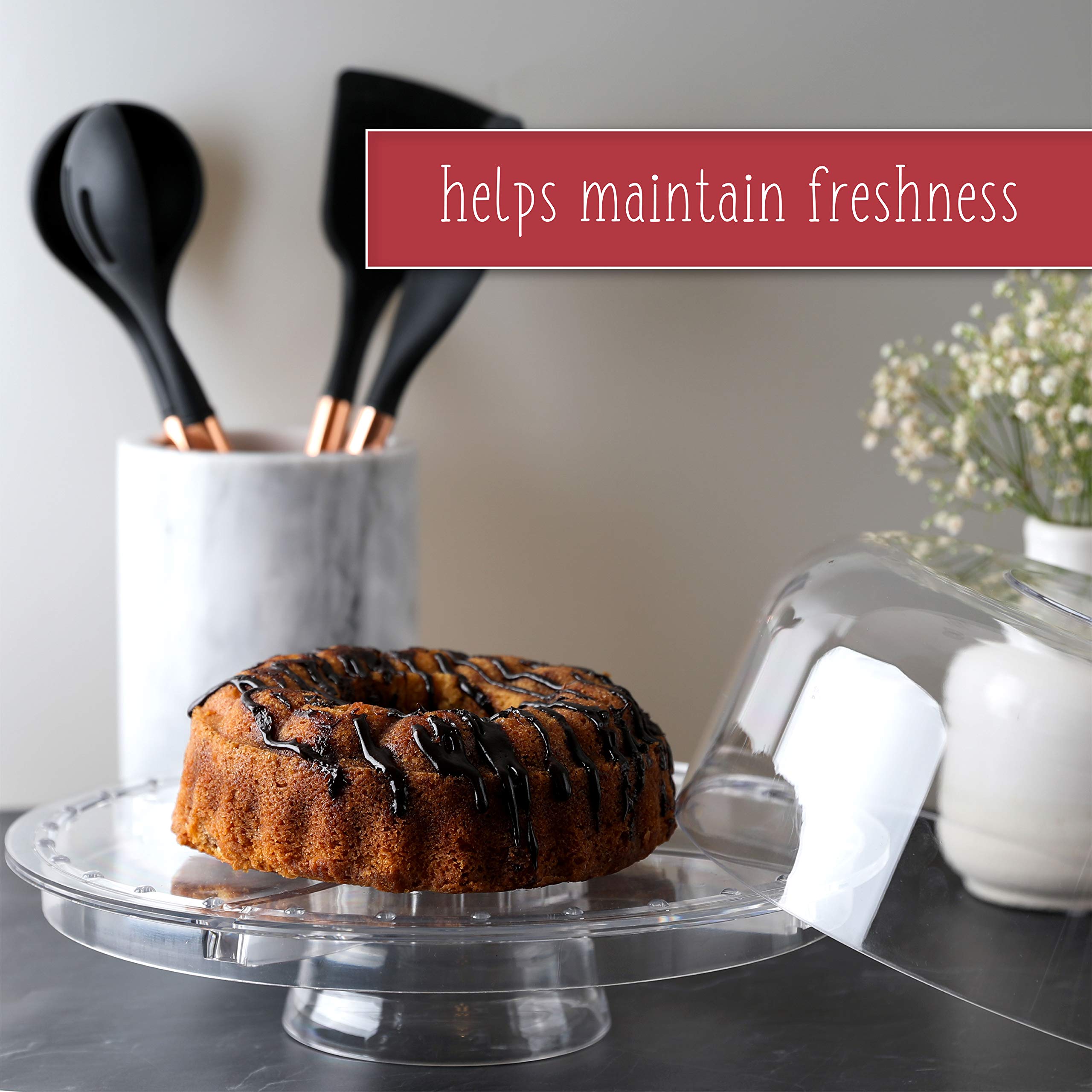 Homeries 6-in-1 Acrylic Cake Stand with Lid - Large Multi-Functional Serving Platter & Cake Dome Display - Perfect for Wedding, Birthday Parties, Bakery Showcase, and Dessert Table Decor