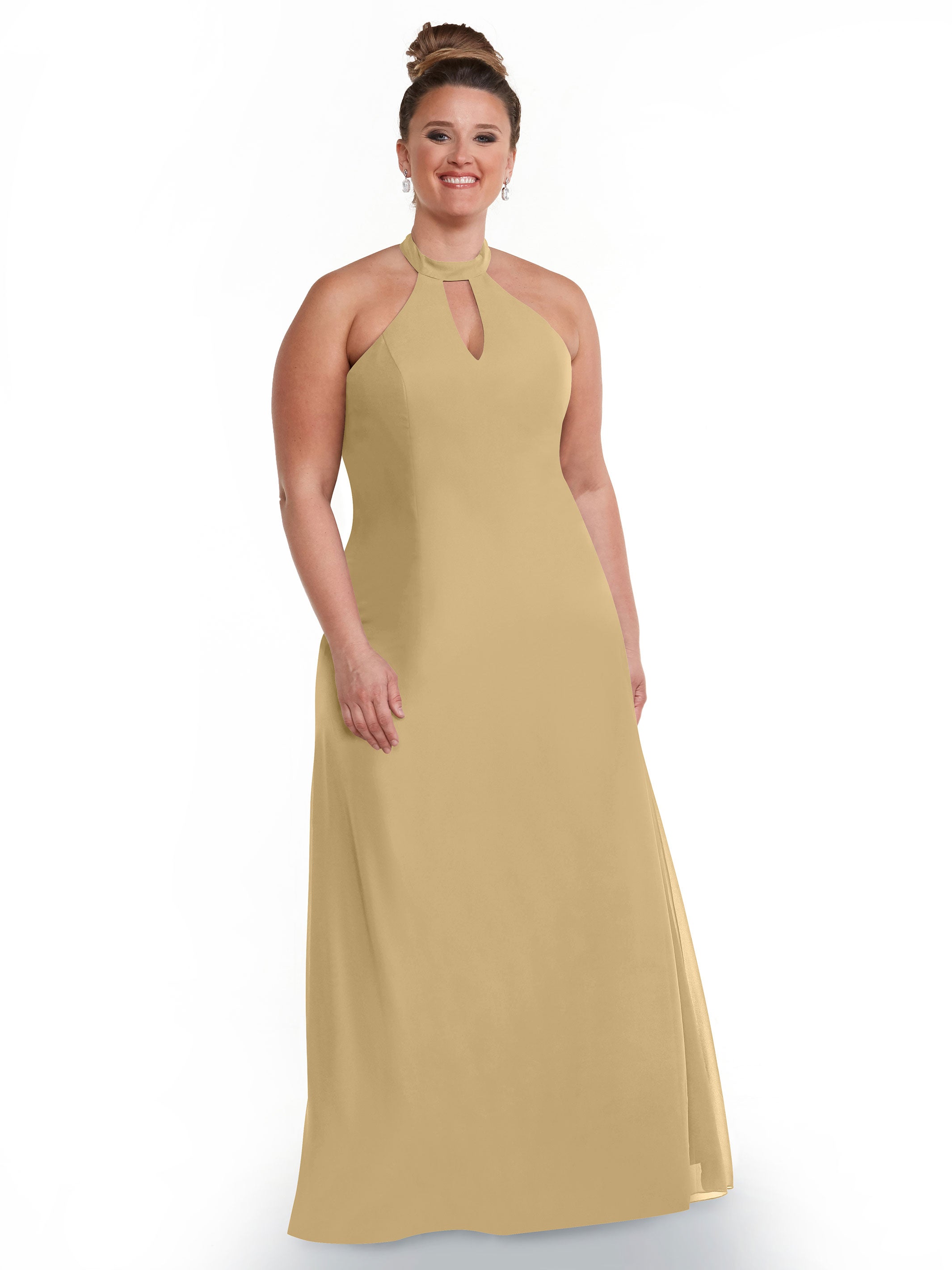 Elegant 80138 Chiffon A-Line Bridesmaid Dress with Keyhole Halter Neckline - Perfect for Weddings, Formal Events & Special Occasions