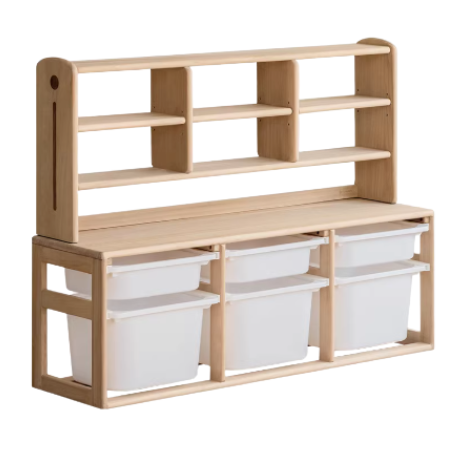 **Solid Wood Montessori Toy Storage Shelf for Kids - Organize Playroom, Nursery & Bedroom Toys - Eco-Friendly Poplar Wood Children's Bookshelf**