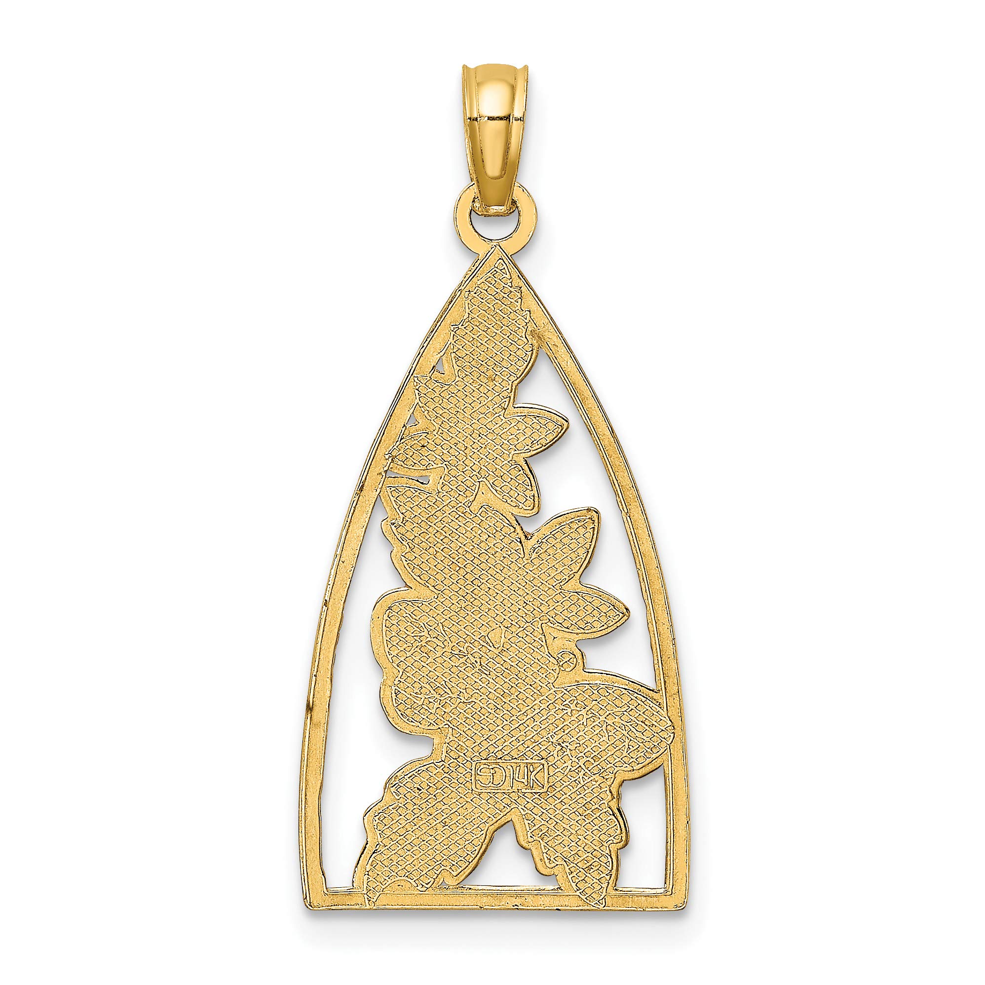 14K Yellow Gold Enameled Bumblebee & Floral Triangle Charm Pendant - 29.6mm for Necklace, Bracelet & Jewelry Making - Perfect Gift for Women & Bee Lovers