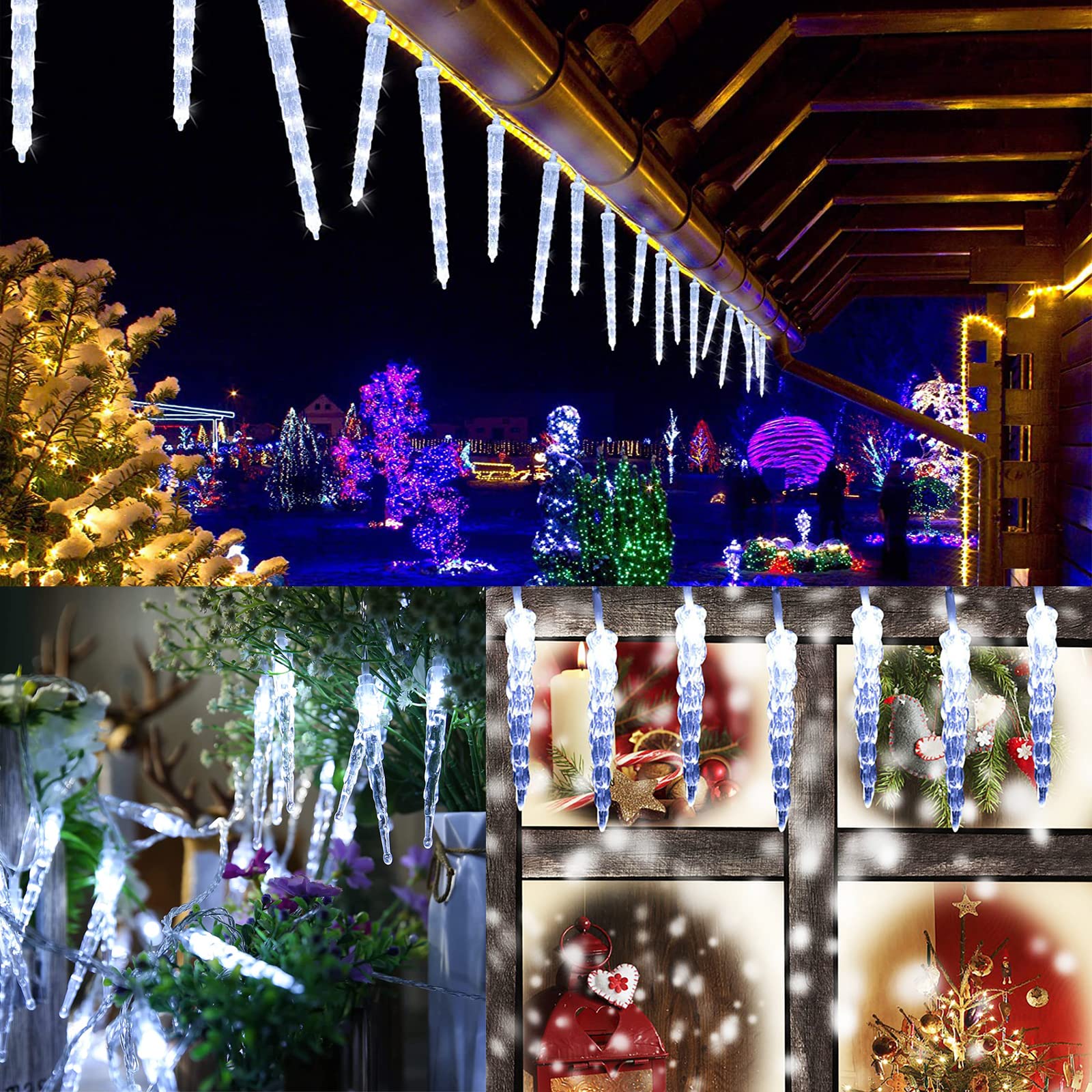 30LED Solar Icicle Lights - 20ft Twinkling Crystal Ice Cone String Lights with 8 Modes, Waterproof for Indoor & Outdoor Christmas Decorations - Perfect for Holiday, Wedding, Garden, and Patio Lighting