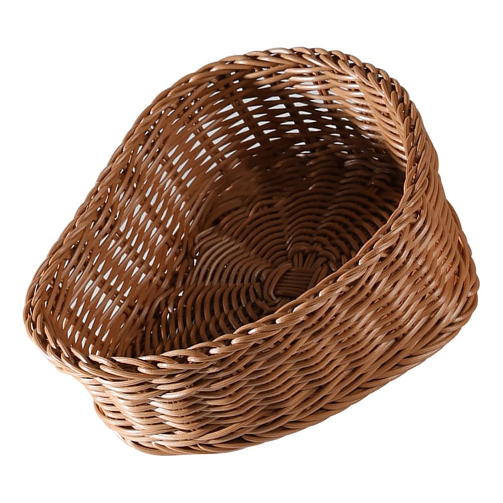 Heart-Shaped Rattan Basket - Wicker Fruit & Vegetable Storage Basket, Bread Serving Bowl, Wooden Snack Tray - Perfect for Valentine's Day, Kitchen Organization & Farmhouse Decor