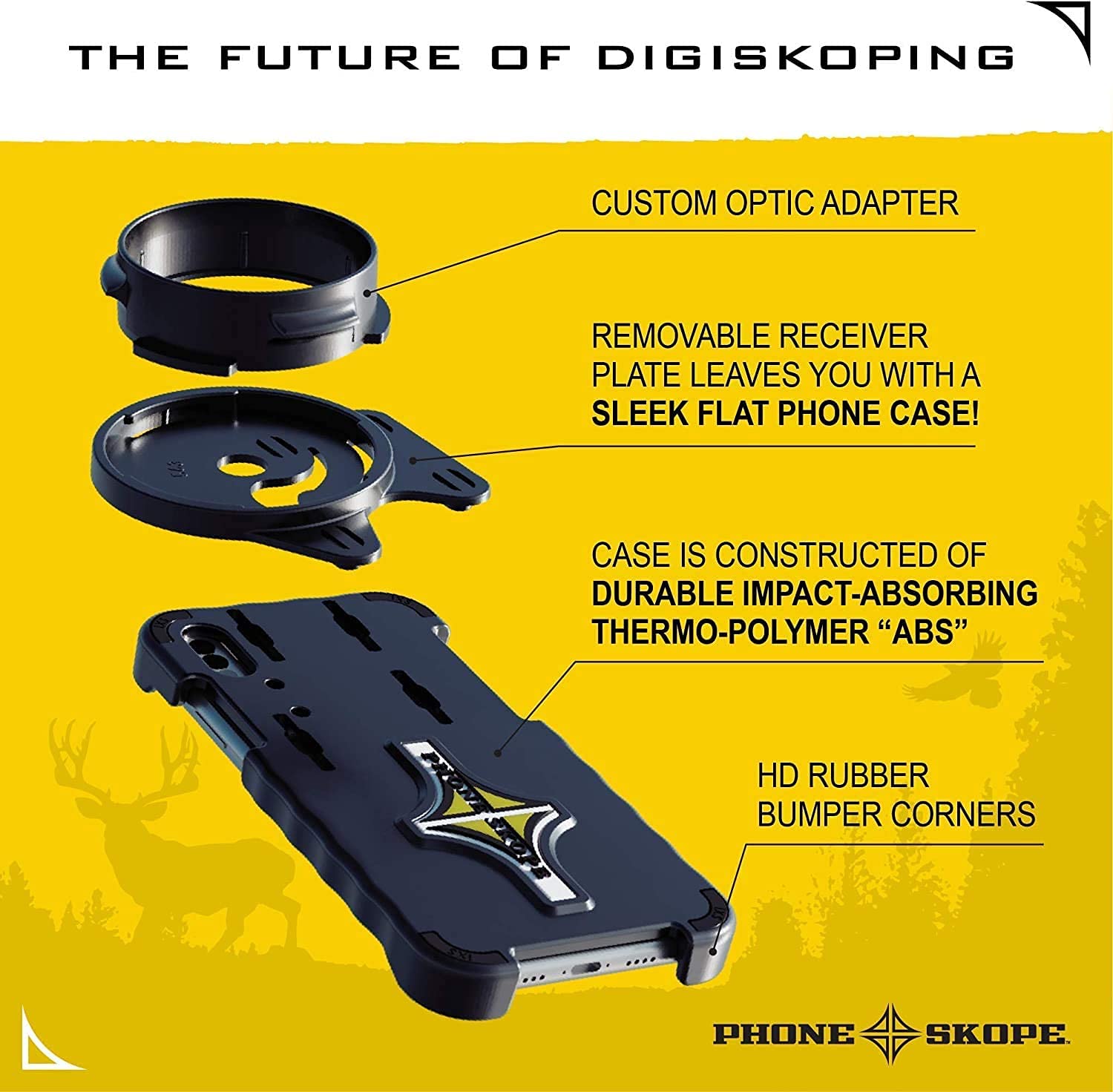 Phone Skope Complete Digiscoping Kit - Universal Smartphone Adapter for Hunting, Bird Watching & Astronomy | Includes Mount Case, Eyepiece Adapter & Lens Cloth | Compatible with iPhone & Android Phones | Perfect for Wildlife Photography & Outdoor Adventures