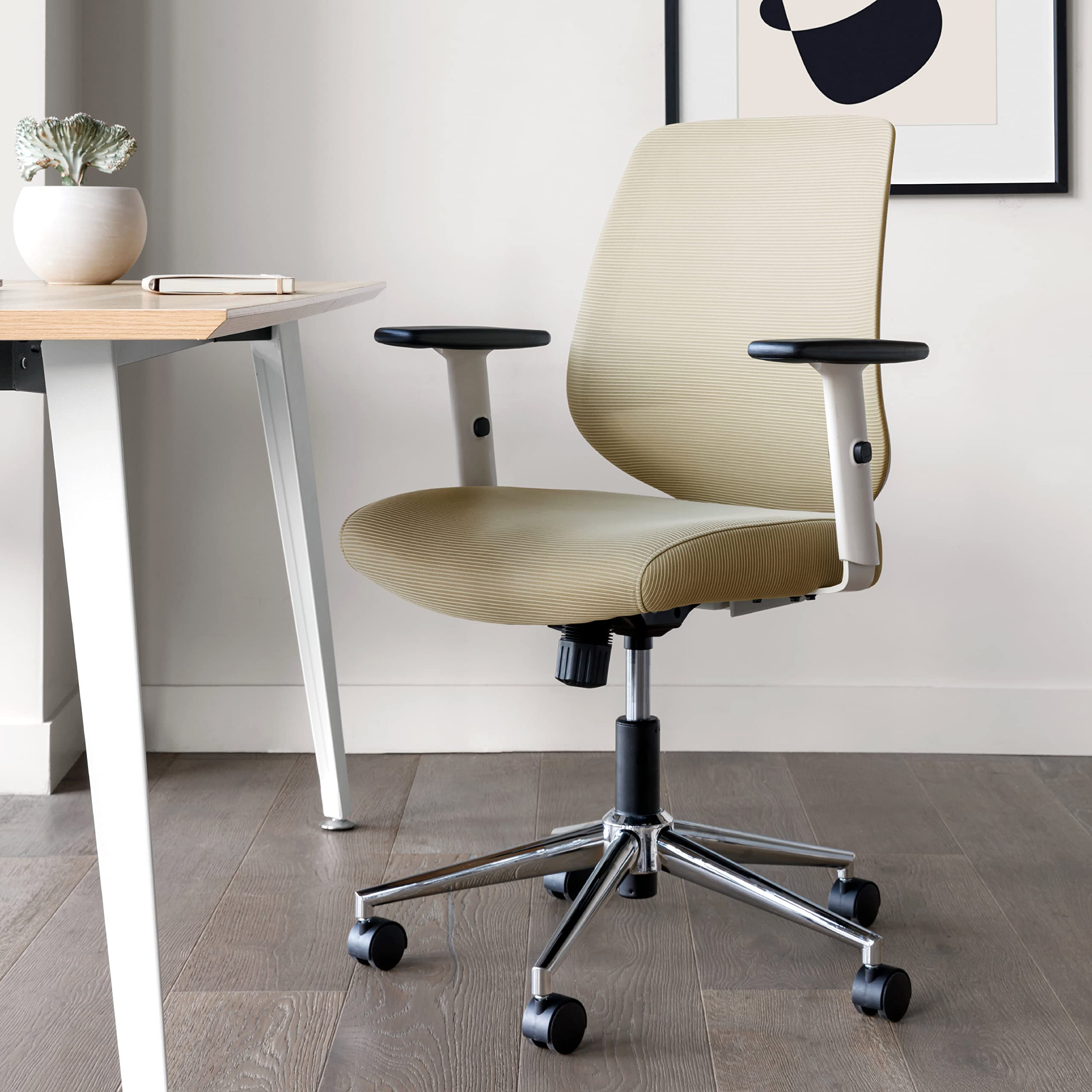 Ergonomic Mesh Office Chair with Adjustable Lumbar Support & Swivel Base - Branch Daily Computer Desk Chair for Home & Office - Breathable Backrest, Height-Adjustable Armrests - Sustainable Design for All-Day Comfort - Perfect for Remote Work, Gaming & Study Sessions