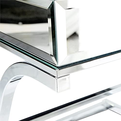 Furniture of America Luxy Mirror Panel Side Table - Chrome Finish | Modern Accent Table for Living Room, Bedroom & Entryway