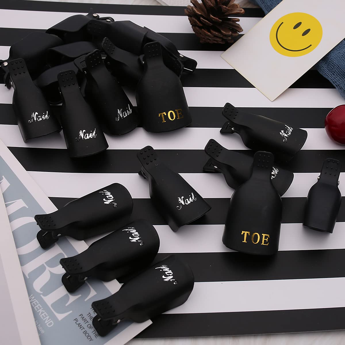 20 PCS Black Nail Polish Remover Clips for Gel & Acrylic Nails - Reusable Finger & Toenail Soak Off Caps for Professional Nail Art Removal at Home or Salon