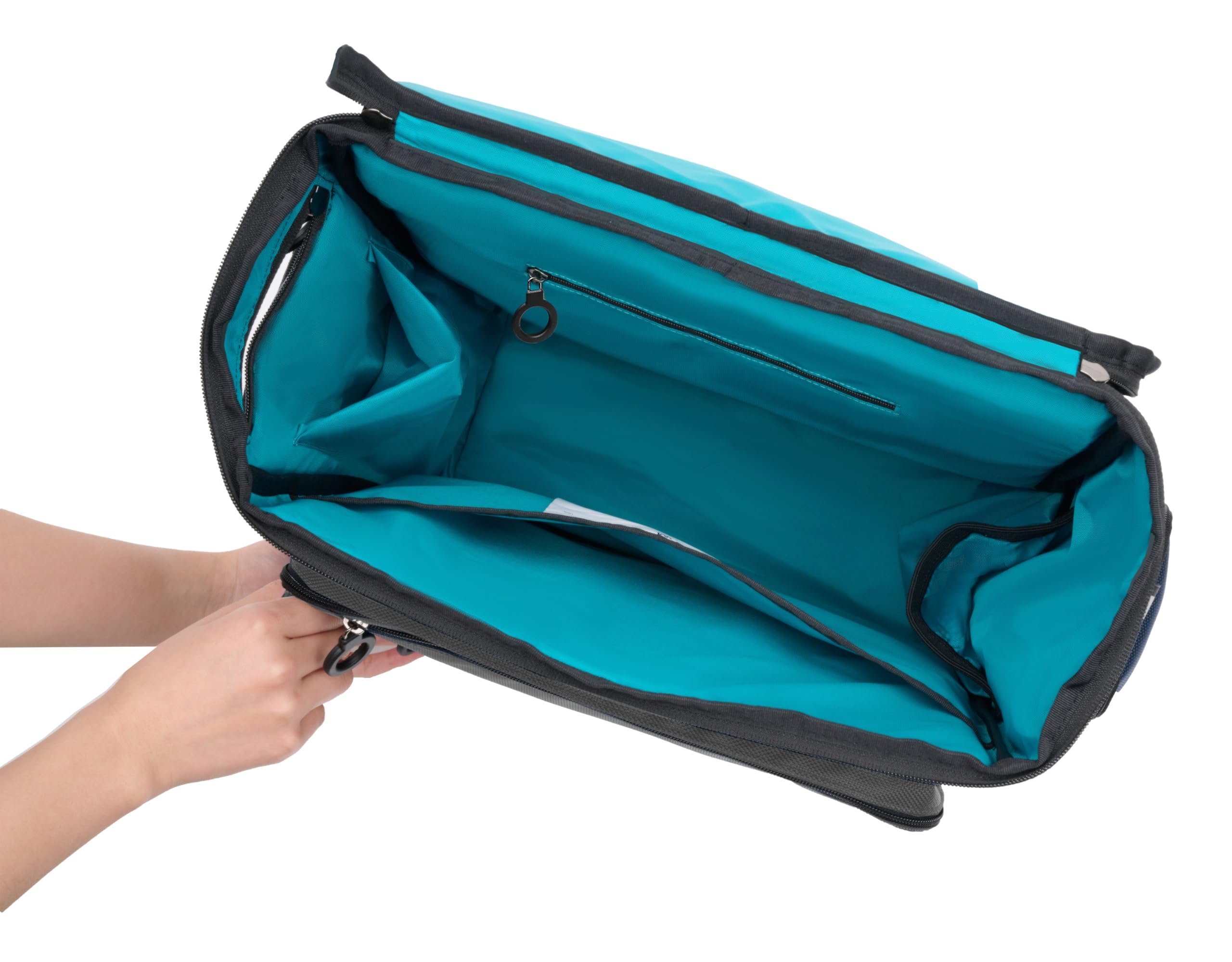 Classic Large Adaptive Wheelchair Backpack 50L - EZ-Access Respirator-Compatible Bag for Mobility Scooters & Electric Wheelchairs - Navy Blue/Aqua - Perfect for Daily Commutes, Travel, and Medical Appointments