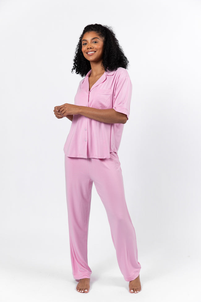 Soft Pink Bamboo Pajama Set - Breathable & Comfortable Sleepwear for Women - Perfect for Lounging, Sleepovers & Relaxing at Home