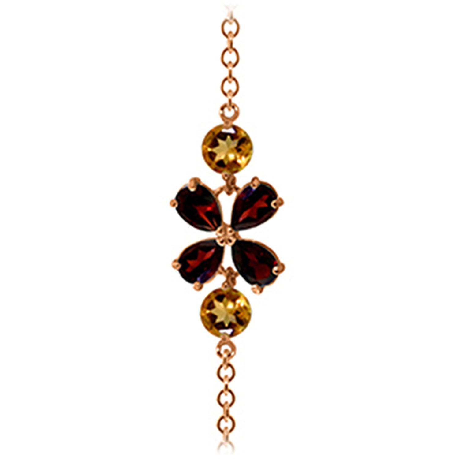 14K Solid Rose Gold Bracelet with 3.15 CTW Garnet & Citrine Gemstones - Elegant Galaxy Gold GG Jewelry for Women, Perfect for Weddings, Anniversaries & Special Occasions