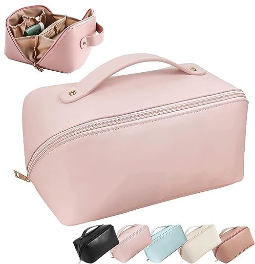 SPARK CART Large Capacity Waterproof Cosmetic Travel Bag for Women - Pink Makeup Organizer for Travel, Gym, and Daily Use - Perfect Makeup Pouch for Toiletries & Beauty Essentials