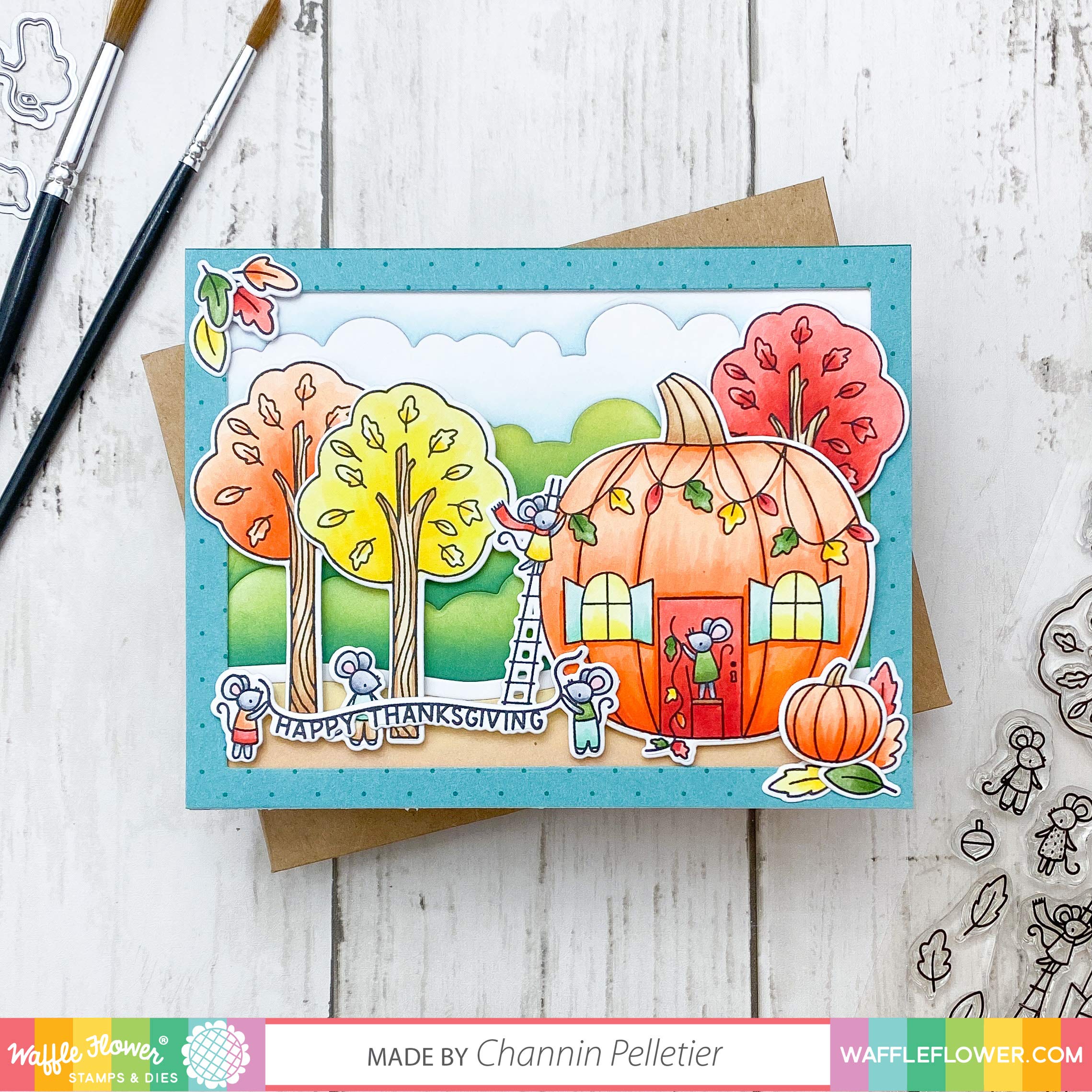 Waffle Flower Pumpkin House Matching Die Set for Card Making - Perfect for Thanksgiving, Fall, and Holiday DIY Crafts | Create Invitations, Greeting Cards, and Home Decor