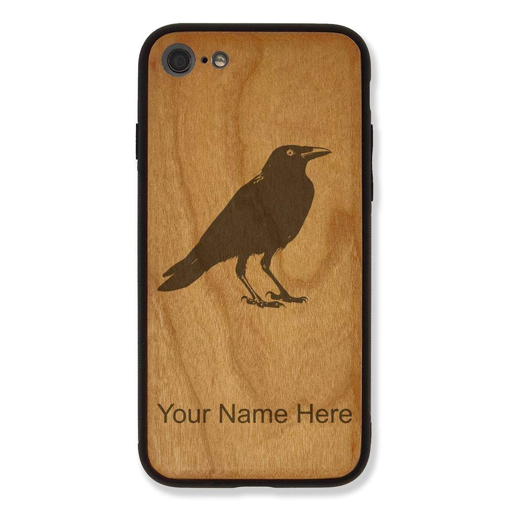 Personalized Engraved Cherry Wood Phone Case Compatible with iPhone 6 & 6s - Crow Design | Perfect Gift for Birthday, Anniversary & Daily Protection