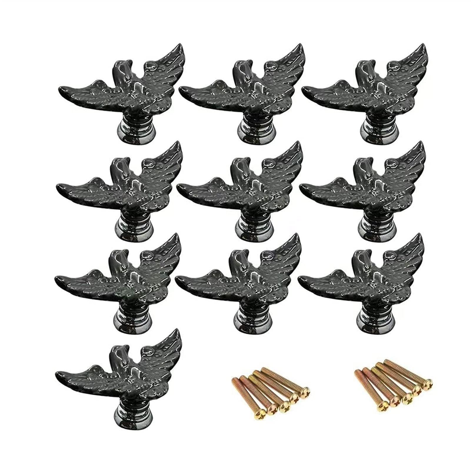 10Pcs Vintage Cartoon Eagle Ceramic Knob Handles - Black Cabinet & Drawer Pulls for Kitchen, Wardrobe & Furniture - Unique Home Decor Accessories (Perfect for Farmhouse, Rustic & Vintage Style Decorating)