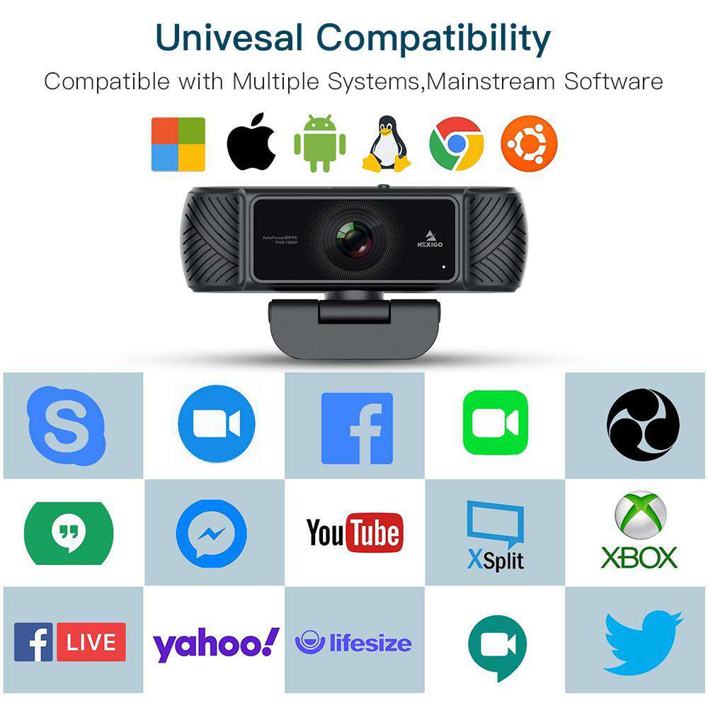 NexiGo N680P 1080P HD Webcam with 60fps, Autofocus & Built-in Microphone - Perfect for Zoom Meetings, Online Classes, Live Streaming & Video Conferencing