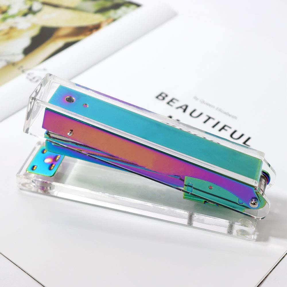 Acrylic Rainbow Stapler & Tape Dispenser Set with 6.3