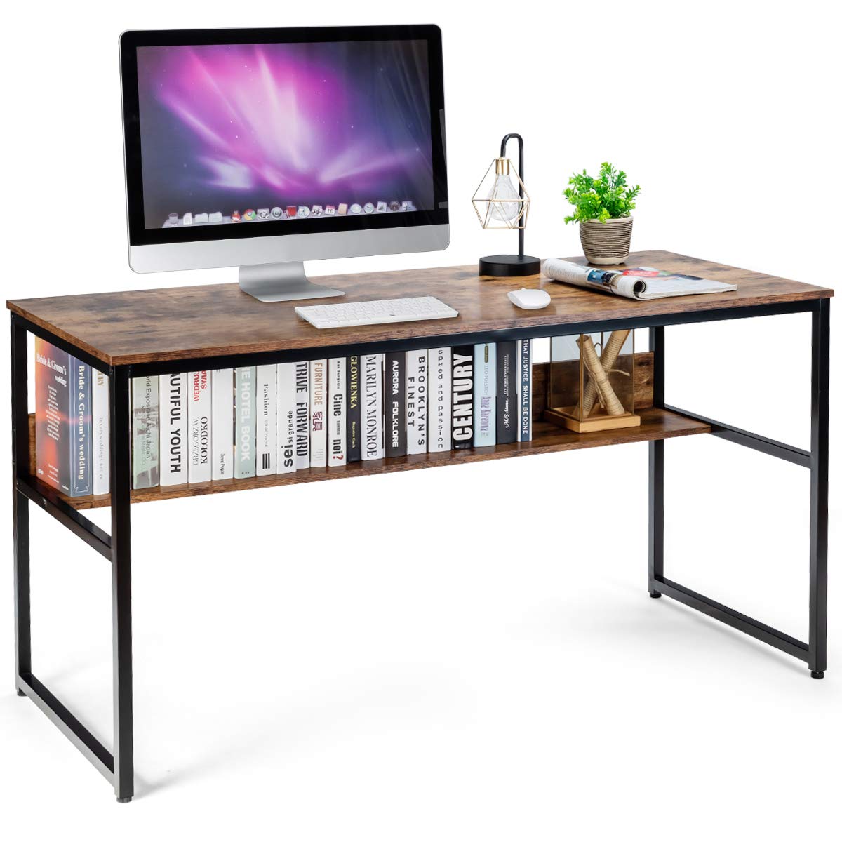Ergonomomic Home Office Desk with Storage Shelf - 55