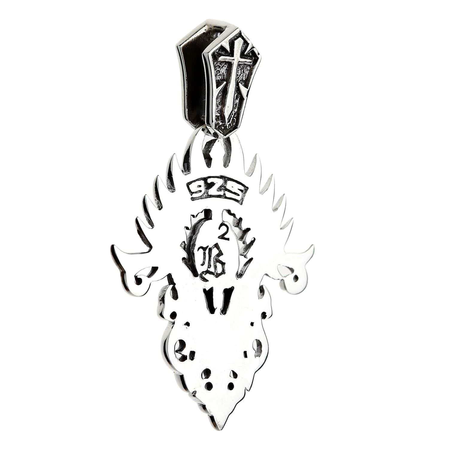 Tribal Blade Skull Sterling Silver Pendant for Men - Gothic Biker Jewelry for Necklace Chains - Perfect for Motorcycle Riders and Rock Music Fans