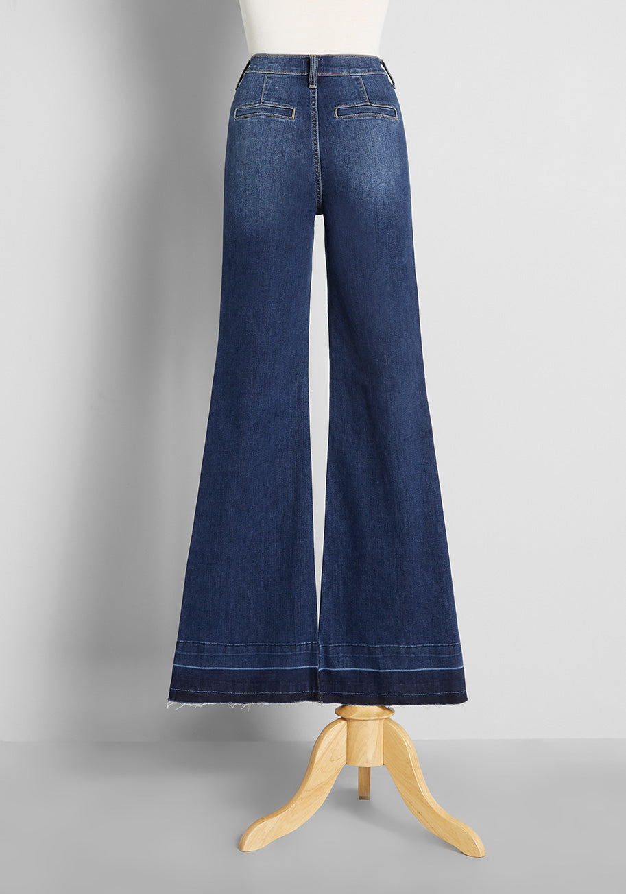 Never Let You Down Wide Leg Jeans - High Waist Stretch Denim Pants for Women | Perfect for Casual Outings and Street Style Fashion
