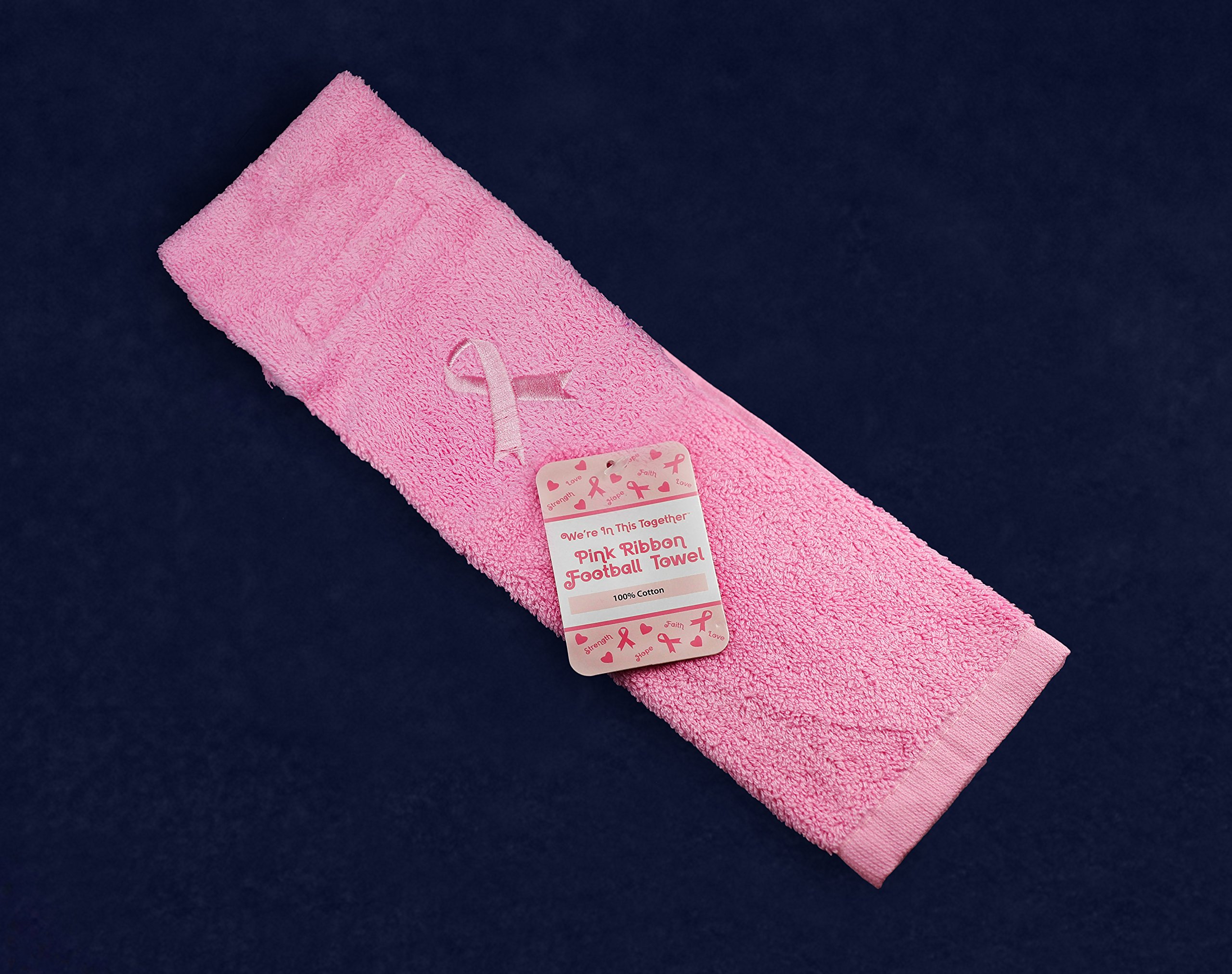 25 Pack Pink Ribbon Football Towels for Breast Cancer Awareness - Soft Sports Towels for Fundraising Events, Games & Gyms - Bulk Set of 25 Support Towels