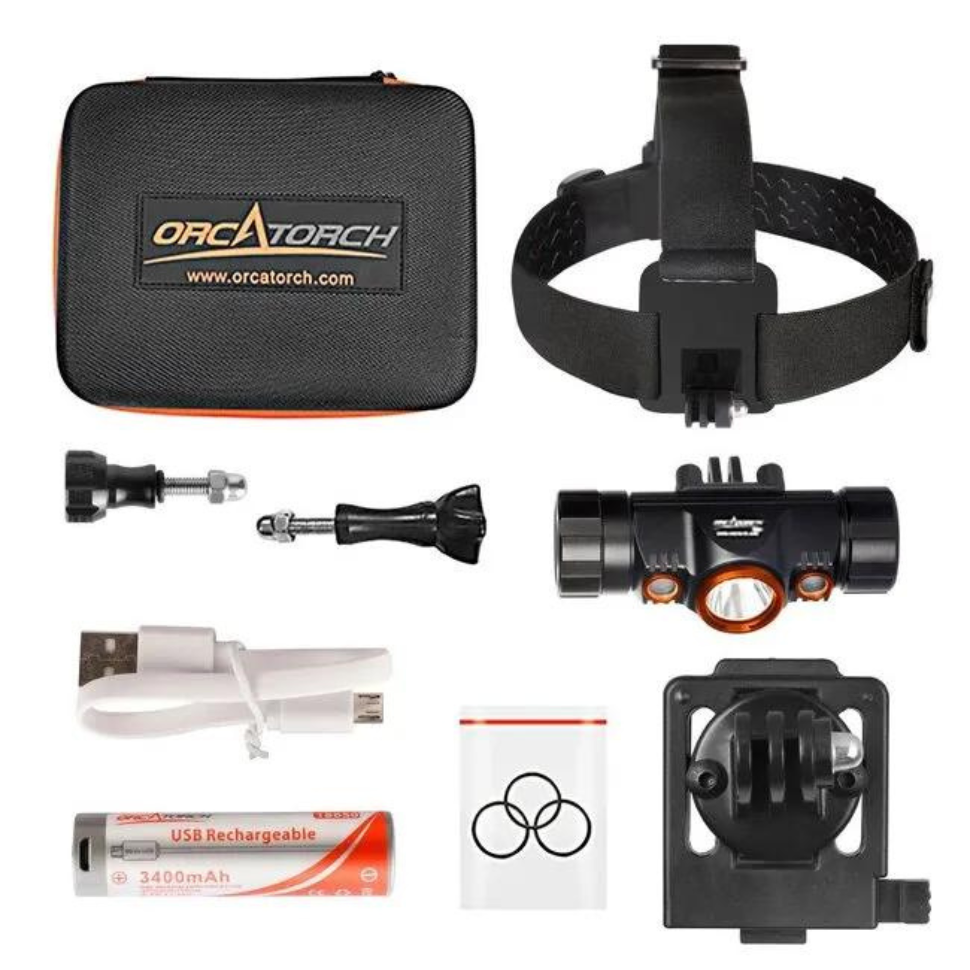 OrcaTorch Mazu TD01 Rechargeable Headlamp - 1000 Lumens Waterproof LED Headlight for Camping, Hiking, Running & Outdoor Adventures