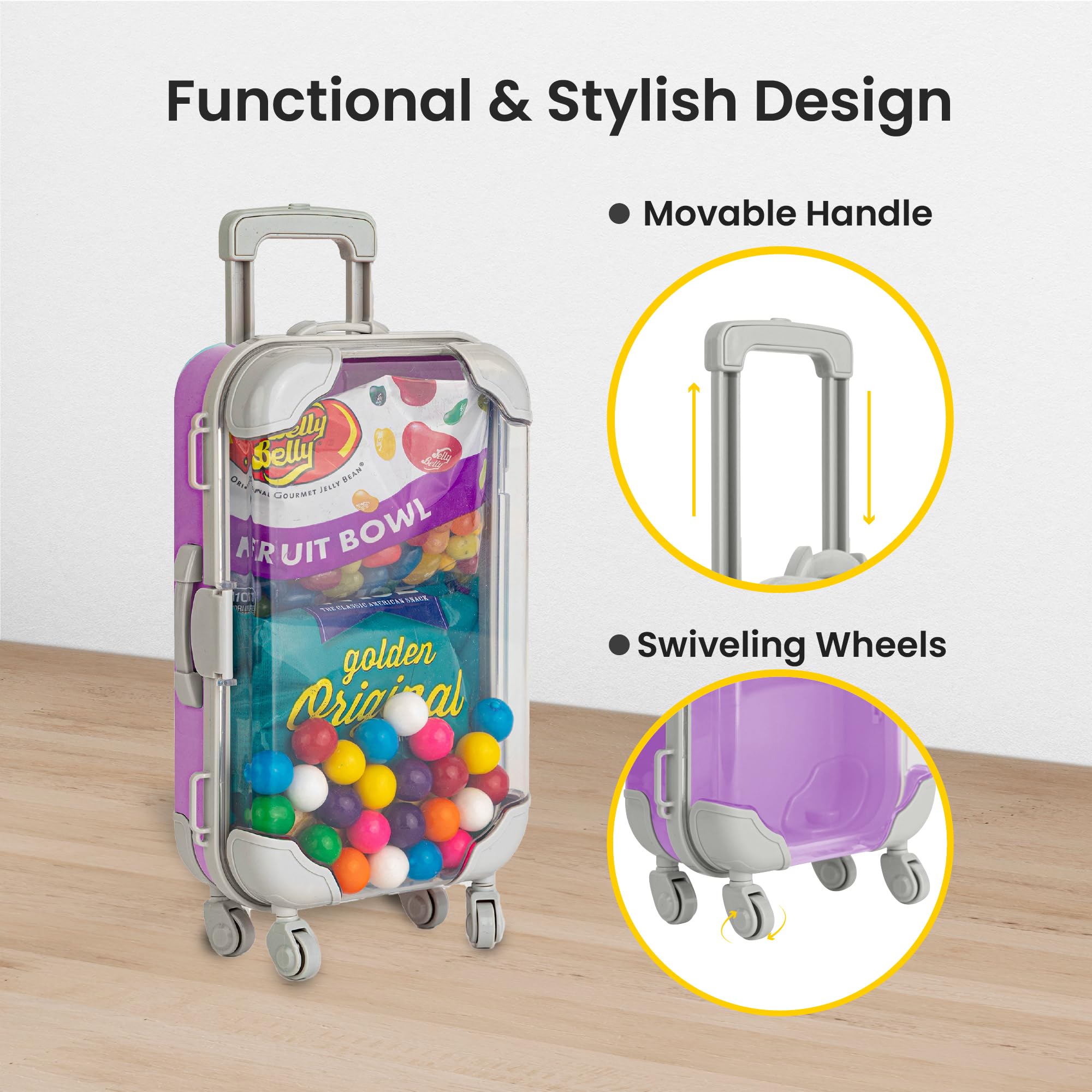Mini Plastic Suitcase Party Favor Boxes - Cute Rolling Luggage Candy & Lash Containers for Birthday, Wedding, Baby Shower Favors - Travel-Themed Party Decorations & Gift Boxes