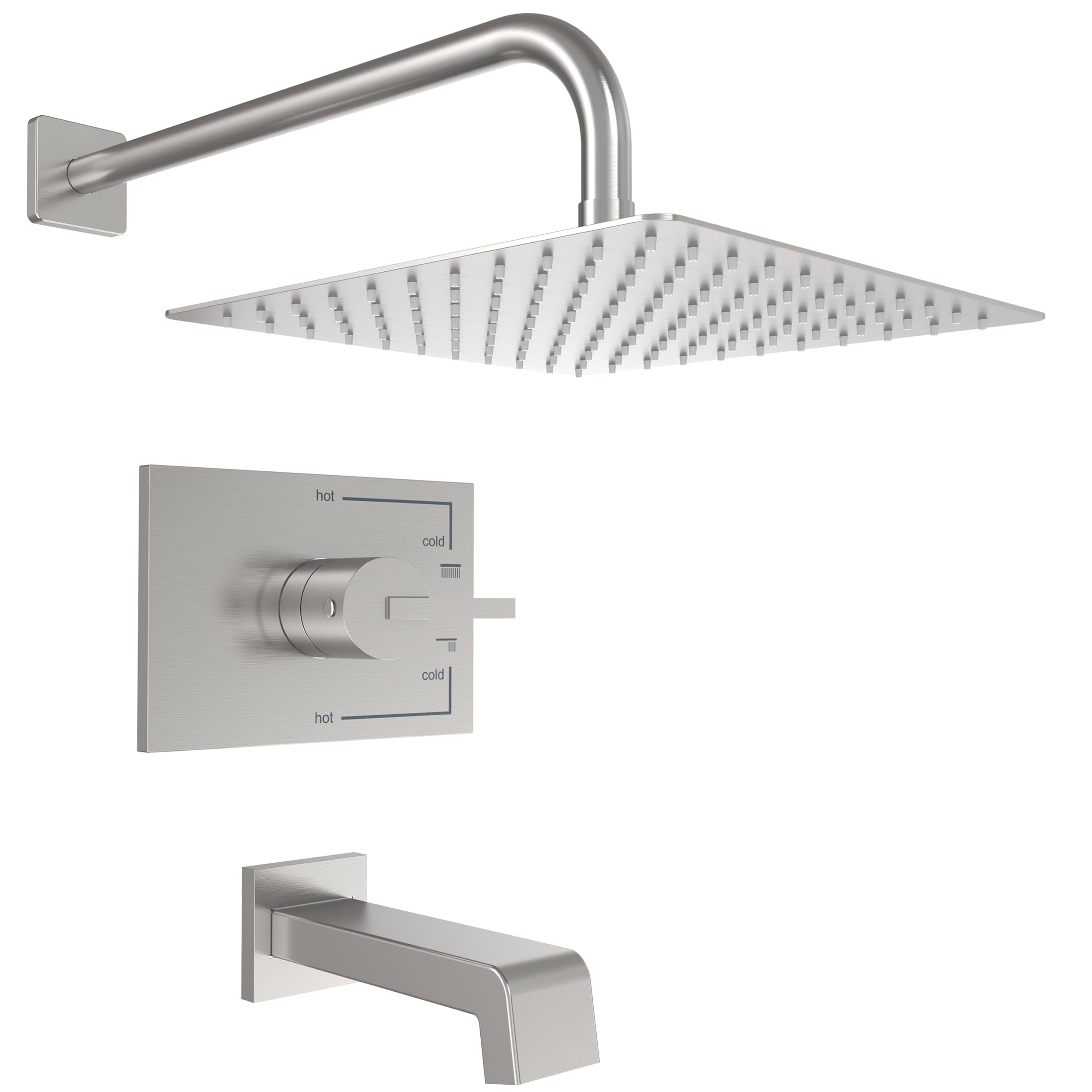 Premium 2-Function Brushed Nickel Rain Shower System with 12