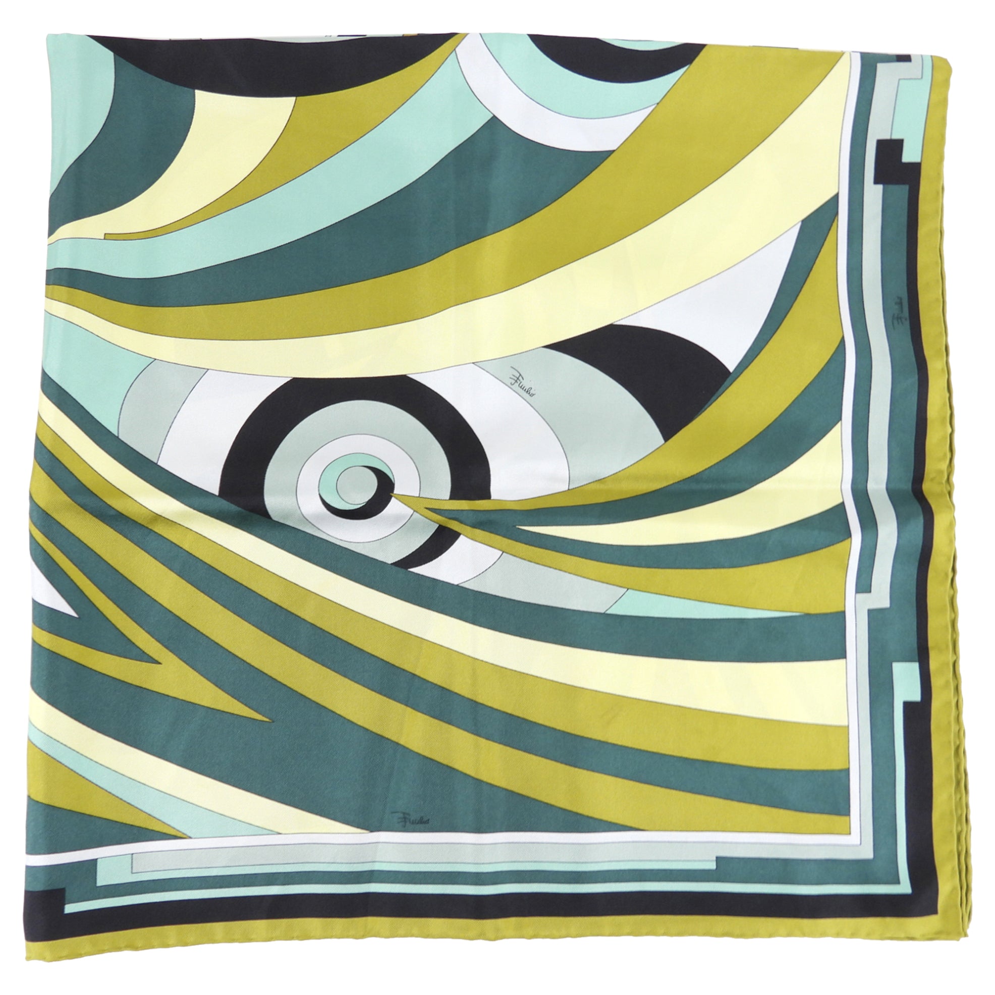 Emilio Pucci Green and Black Silk Twill Square Scarf 90cm - Luxury Fashion Accessory for Women, Perfect for Gift, Travel & Elegant Outfits