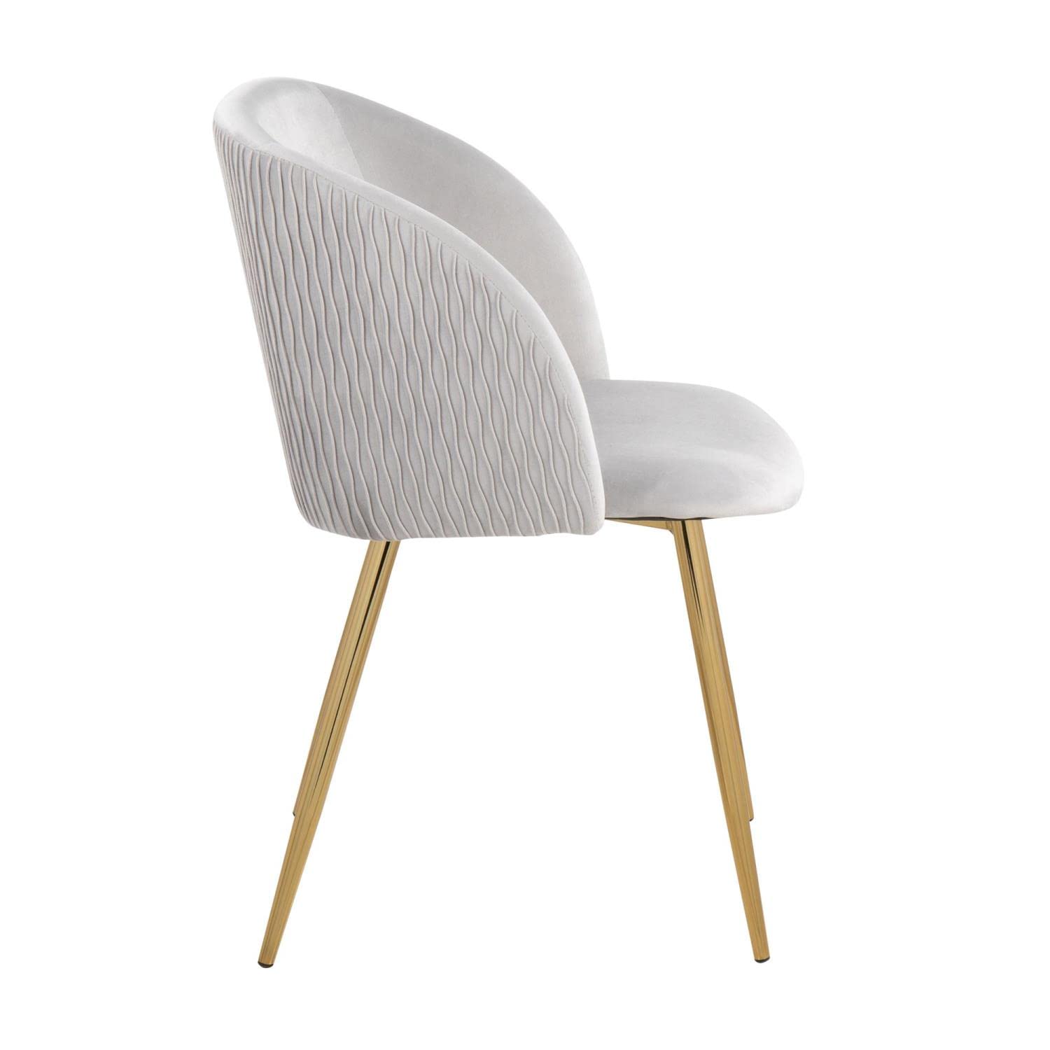LumiSource Fran Pleated Waves Chair - Set of 2 Modern Upholstered Dining Chairs for Kitchen Table | Comfortable Contemporary Seating for Home, Restaurant & Office Use