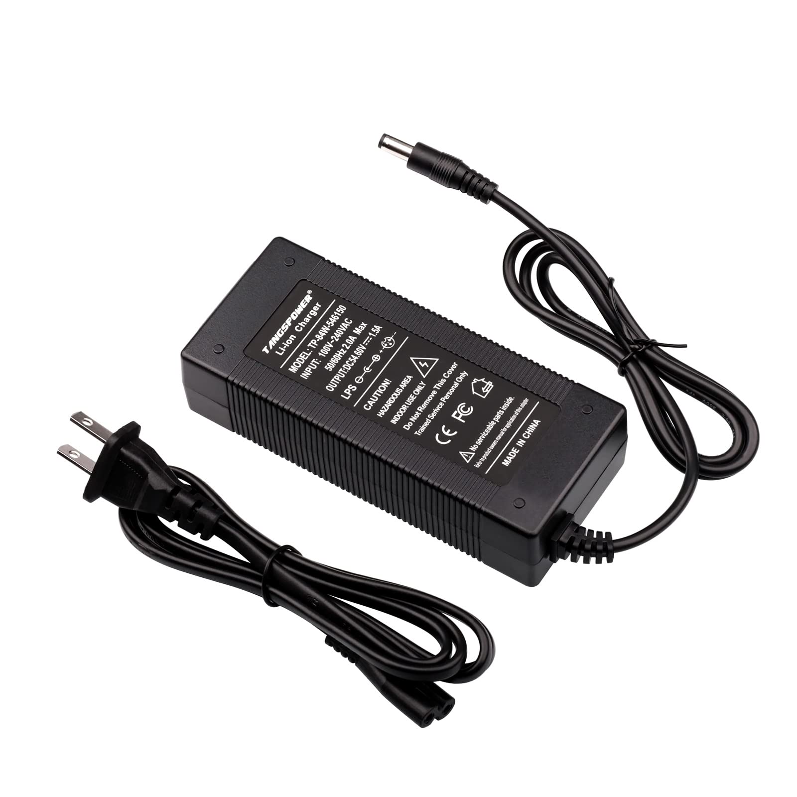 48V 54.6V Lithium Battery Charger - 48 Volt DC Power Supply Adapter with 5.5mm Round Plug for Rad Power Bikes, E-Bikes, Scooters & Electric Vehicles - Perfect for Home, Commuting & Outdoor Adventures