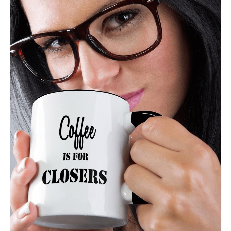 3dRose 11oz Funny Coffee Mug - 'Coffee is for Closers' Anne Collections Quote - Perfect Gift for Office, Home & Coffee Lovers