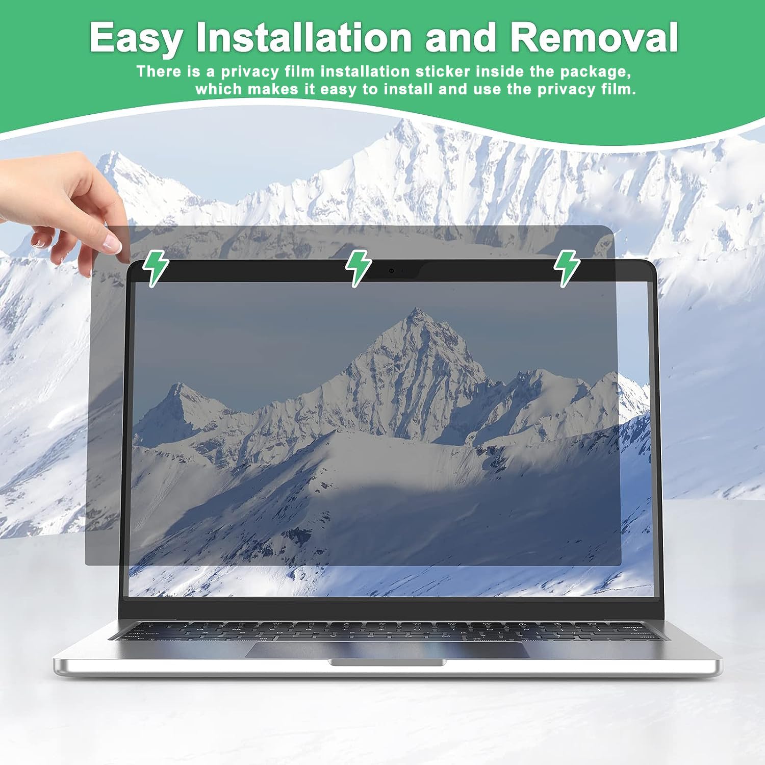 15.6 Inch Laptop Privacy Screen Protector - Anti Glare & Blue Light Filter, Removable 16:9 Privacy Shield Compatible with HP, Dell, Acer, ThinkPad, Samsung, Asus, Sony - Perfect for Office, Travel & Public Spaces