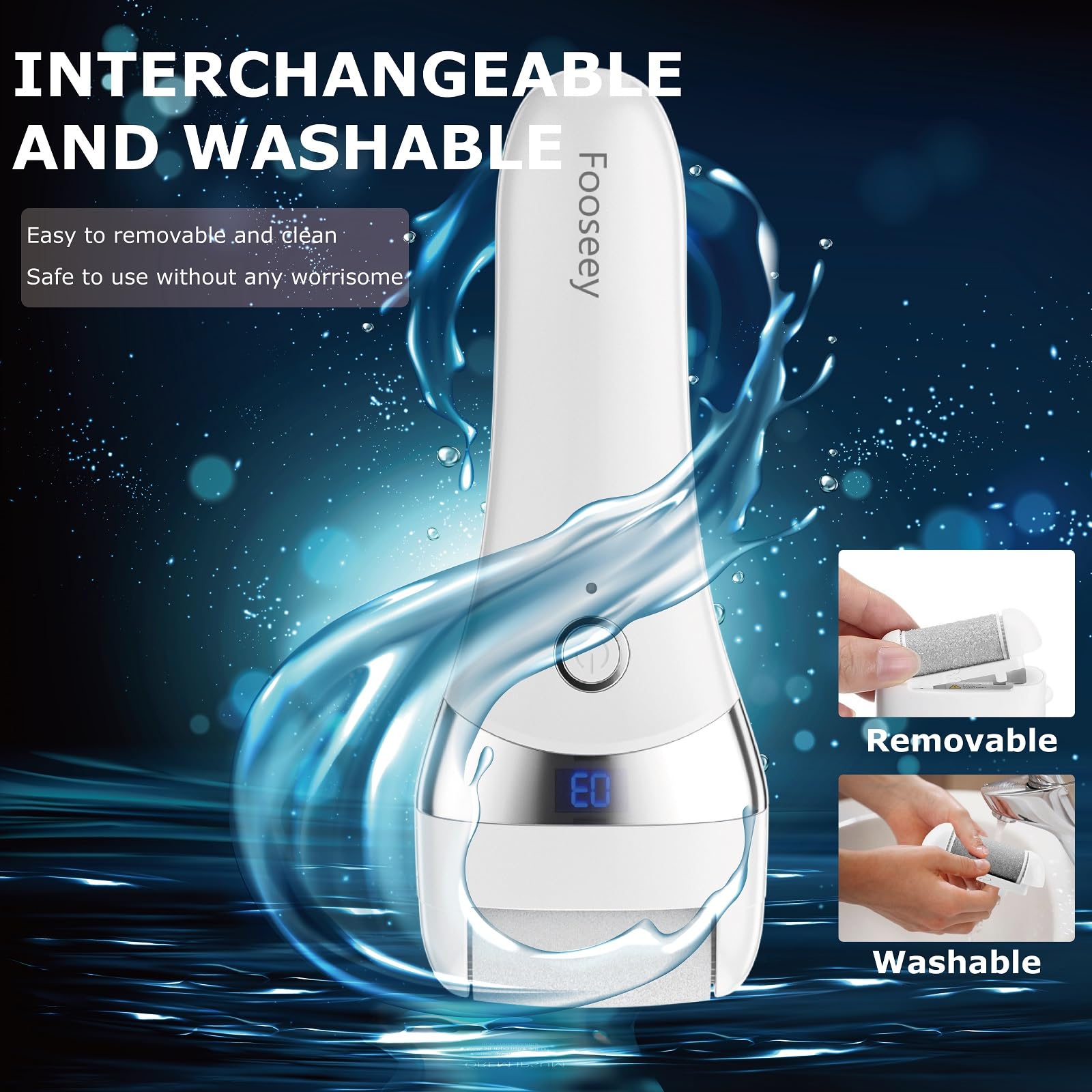 Electric Foot Callus Remover - FSA & HSA Eligible, Rechargeable Pedicure Tool with 3 Attachments for Dry & Cracked Feet Care, Waterproof Dead Skin Remover for Smooth Heels - Perfect for Home Spa, Travel & DIY Pedicures
