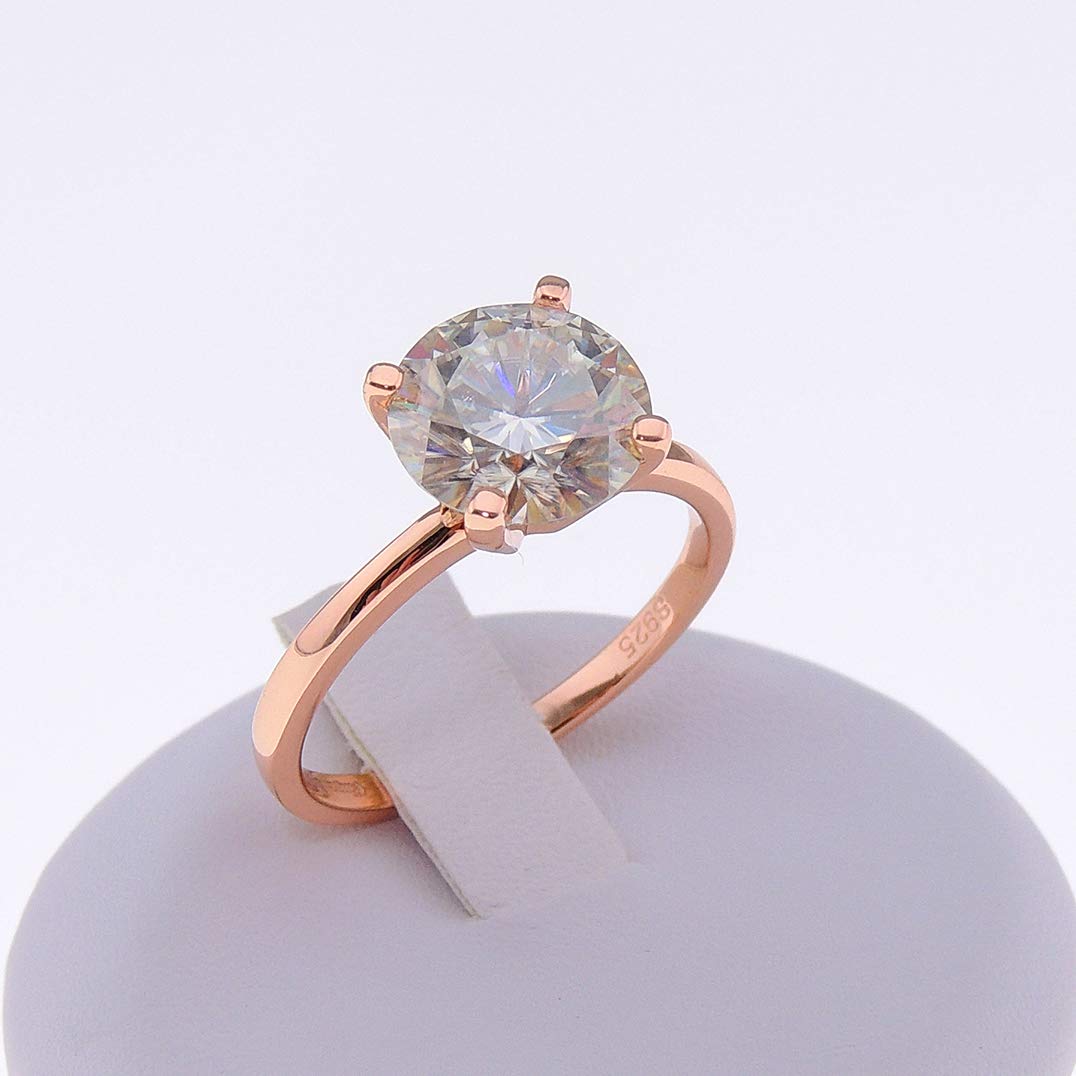 Ginger Lyne 3 Ct Solitaire Moissanite Engagement Ring for Women - White Gold over Sterling Silver, Diamond Alternative Wedding Band | Perfect for Proposals, Bridal Gifts & Anniversary Celebrations