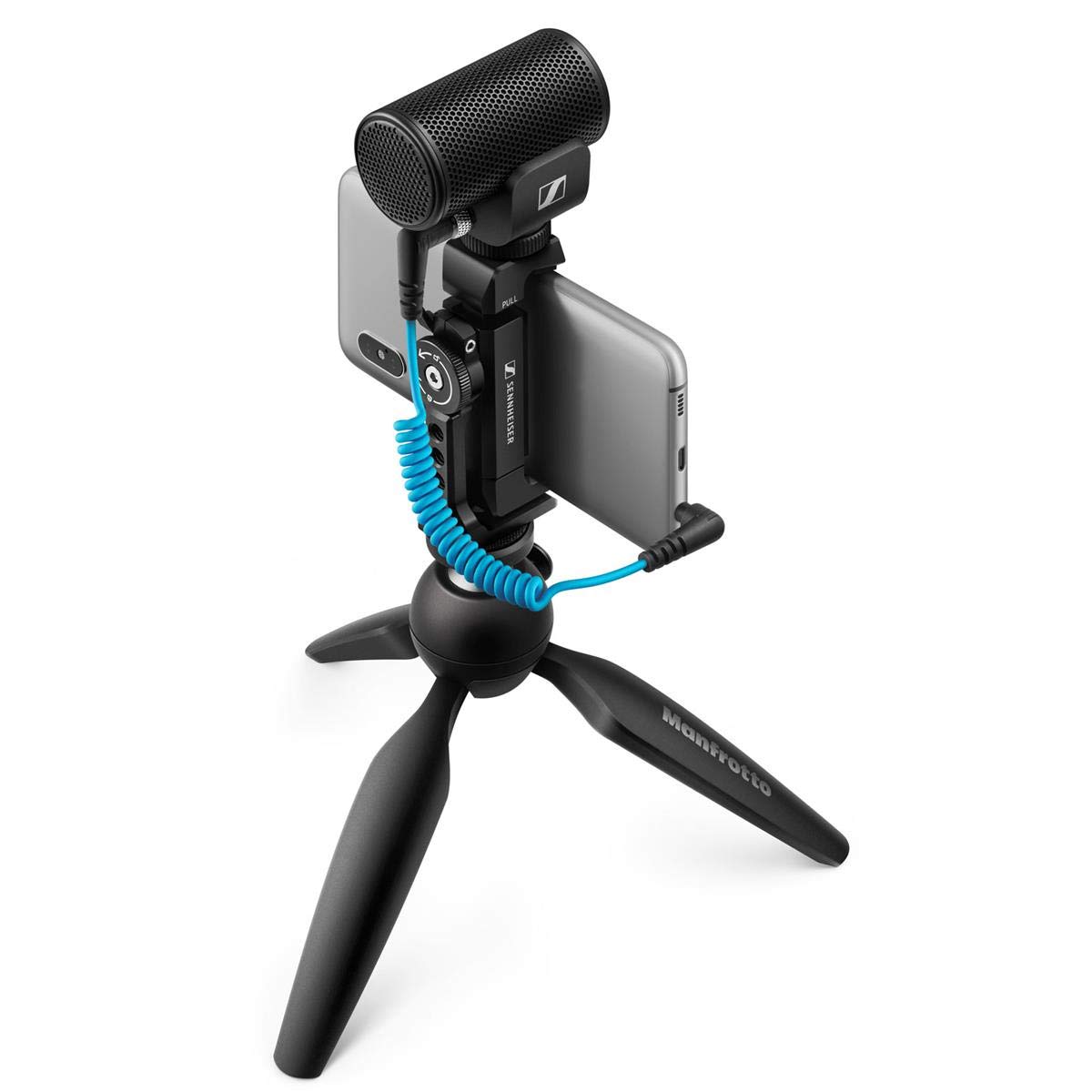 Sennheiser MKE 200 Directional On-Camera Microphone with Smartphone Clamp & Manfrotto PIXI Mini Tripod - Professional Mobile Recording Kit for Vloggers, YouTubers & Content Creators (Black, 509256) - Perfect for Travel Vlogging, Interviews & Live Streaming