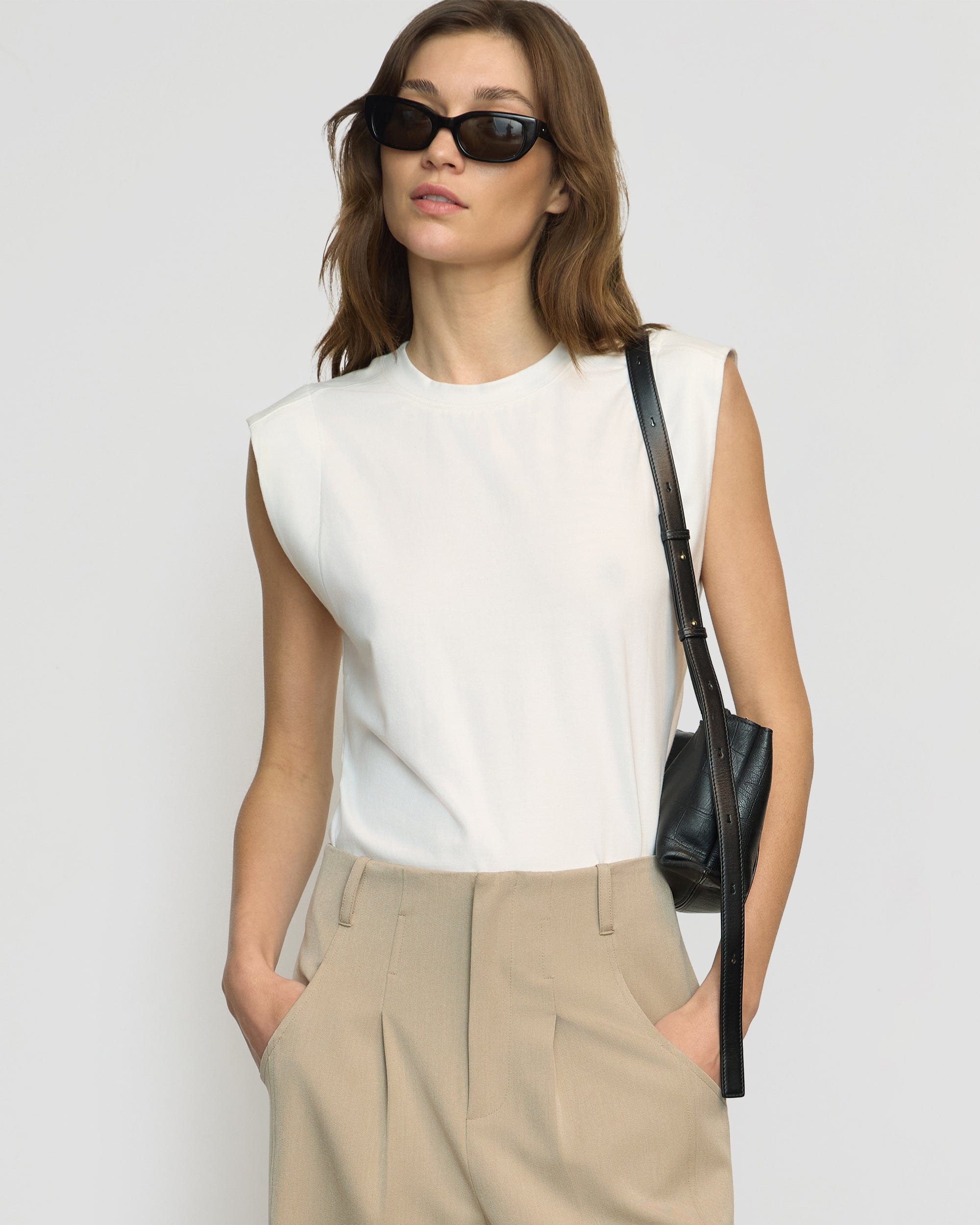 Organic Cotton Structured Shoulder Tee for Women - Comfortable & Breathable Casual Top - Perfect for Everyday Wear, Work, and Weekend Outings