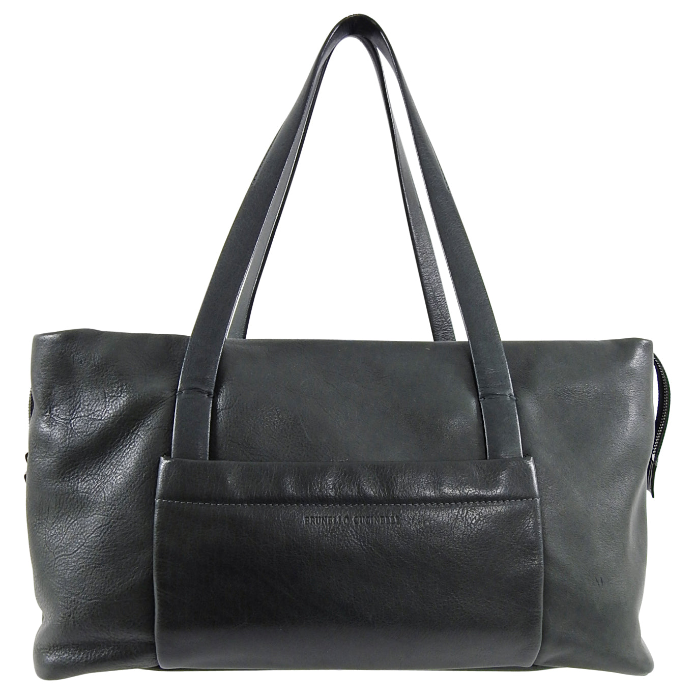 Brunello Cucinelli Premium Dark Green Leather Duffle Bag for Men - Stylish Travel & Gym Carry-On Luggage with Double Handles