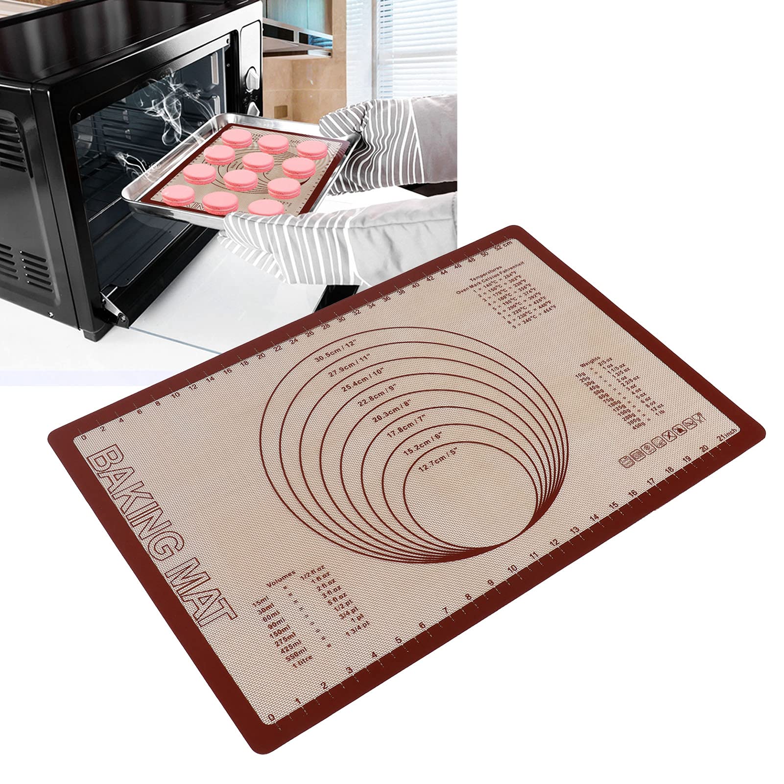 Non-Stick Silicone Baking Mat with Fiberglass - Reusable, Multi-Purpose Dough Kneading & Baking Sheet for Kitchen, Bakery & Home | Perfect for Cookies, Pastries, Bread & More