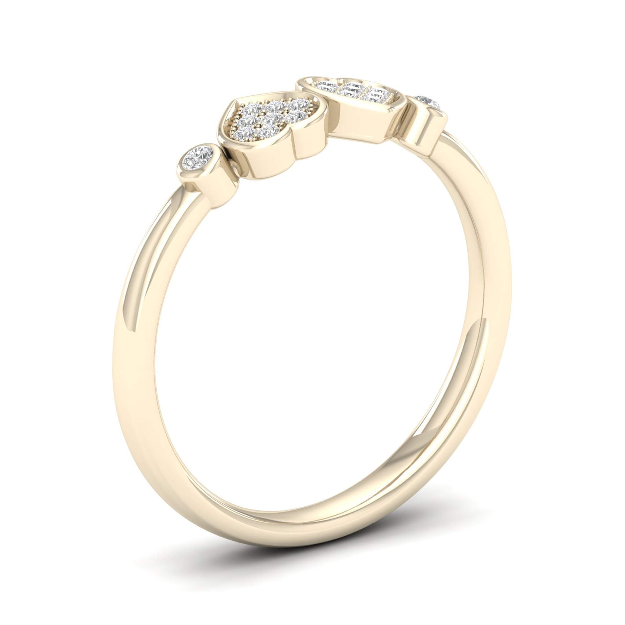 10kt Gold Round Diamond Double Heart Love Promise Ring (0.05 cttw, H-I Color, I2 Clarity) - Perfect for Anniversaries, Engagements & Romantic Gifts