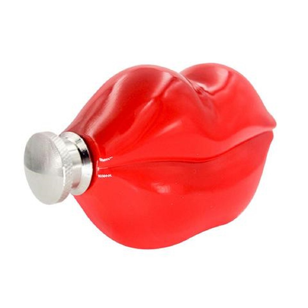 Hot Lips 5 oz Stainless Steel Flask with Funnel - Leakproof Travel Liquor Container for Outdoor, Camping & Parties | Portable Whiskey Flask Gift for Men & Women