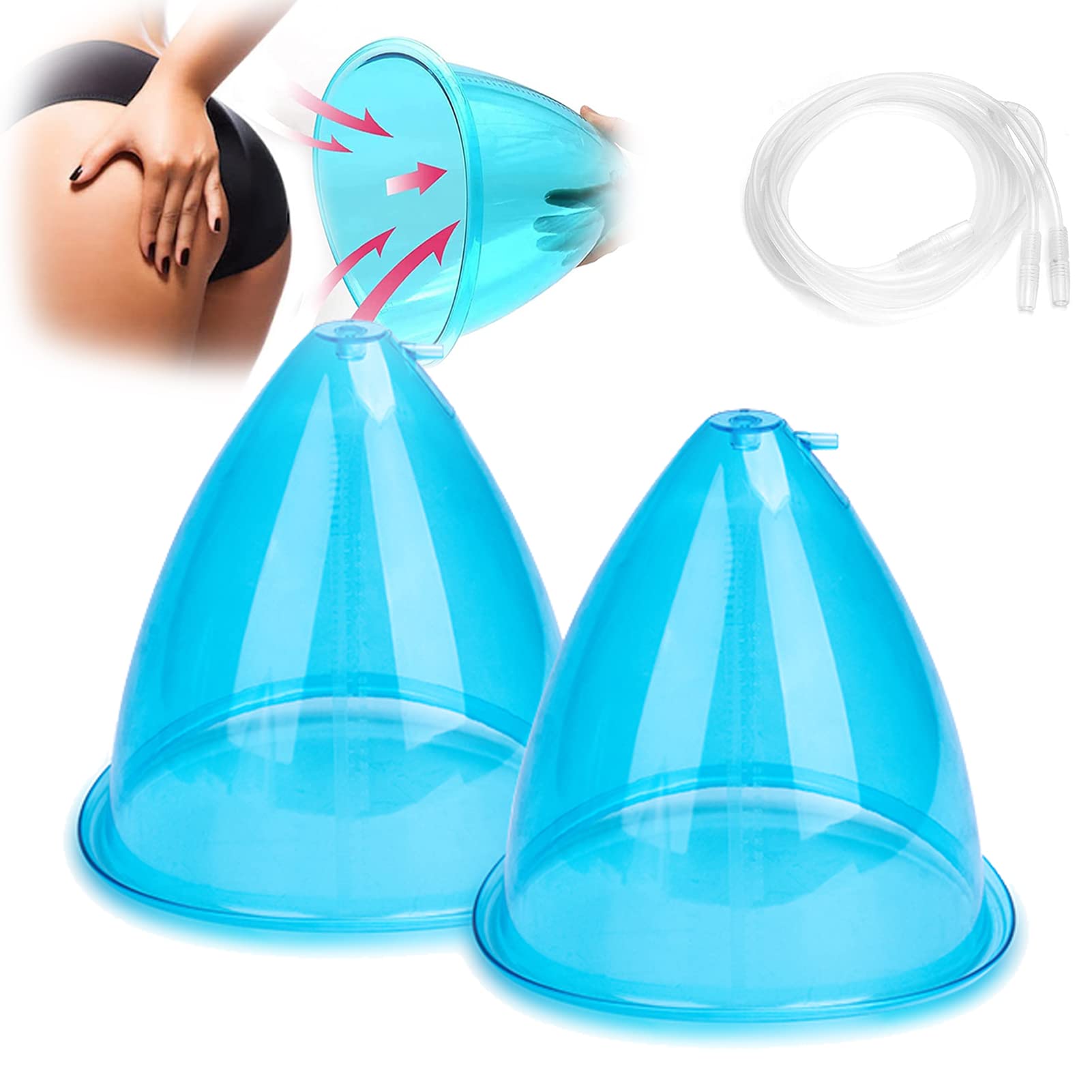 XL Vacuum Cupping Machine Accessories – 180ML Cupping Therapy Suction Cups for Body Massage, Buttocks & Cellulite Treatment – 1 Pair Professional Cupping Sets for Pain Relief & Relaxation at Home Spa